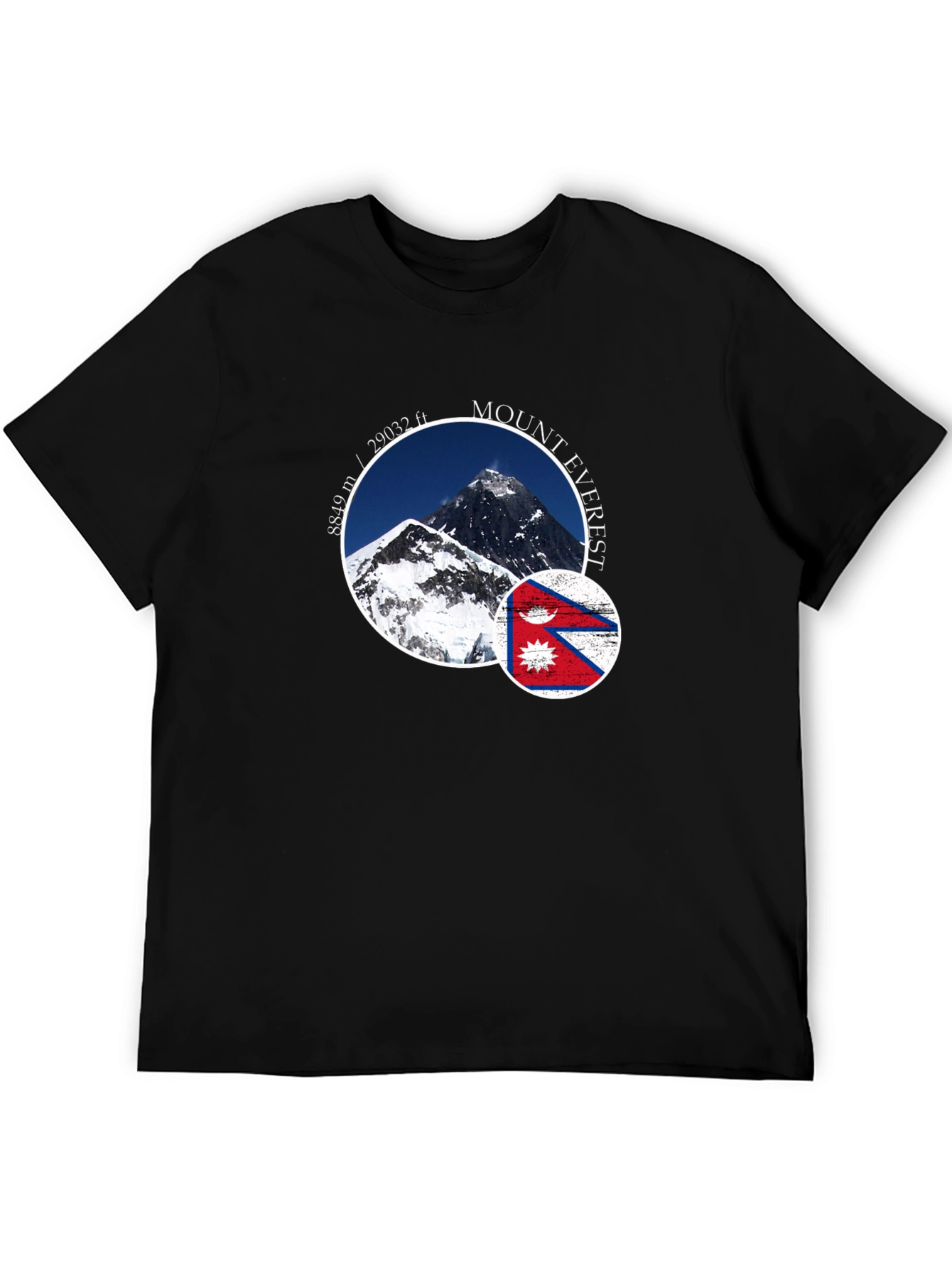 Mount Everest Nepal Flag Graphic T-Shirt