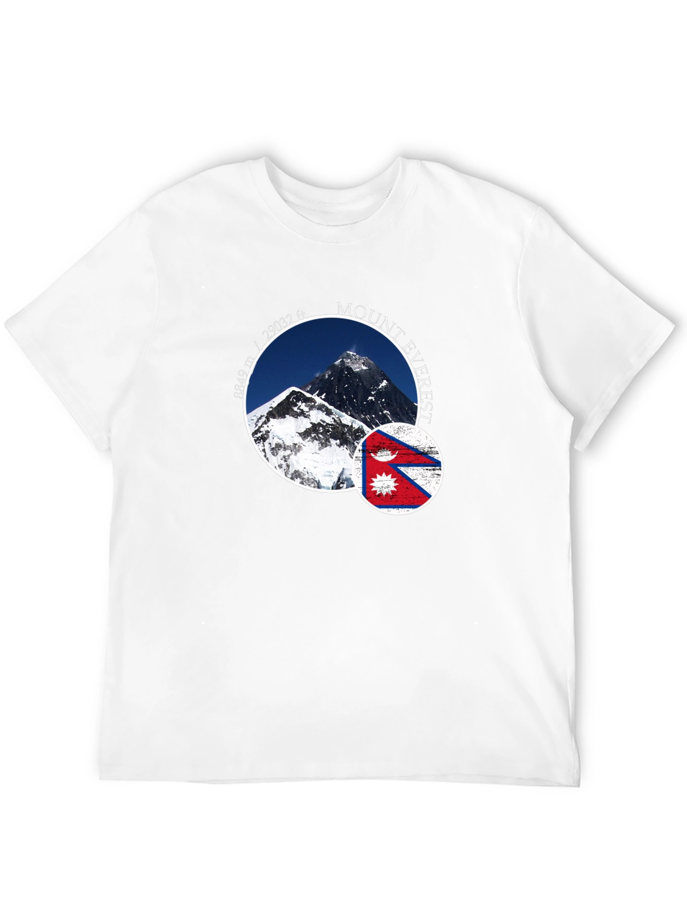 Mount Everest Nepal Flag Graphic T-Shirt