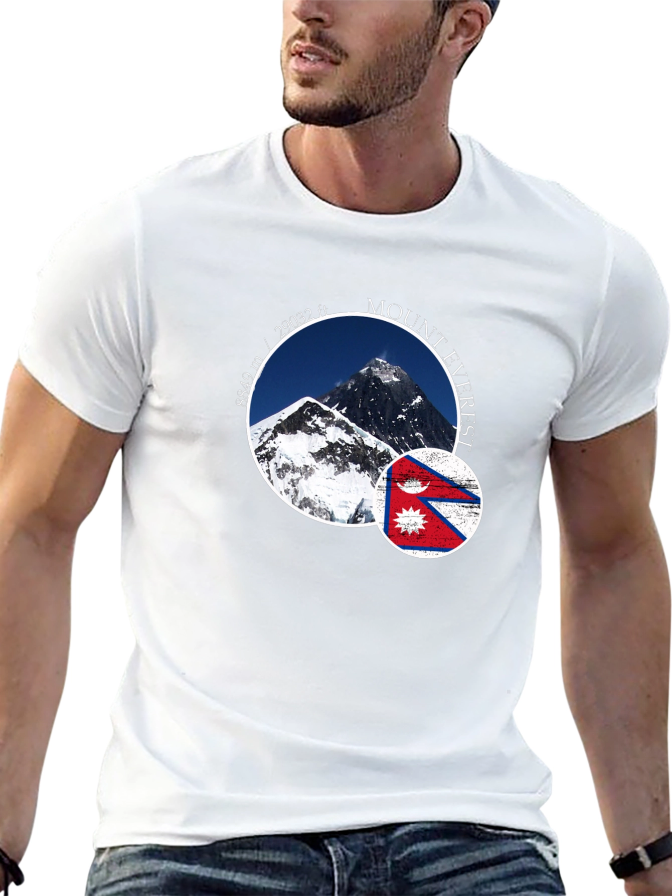 Mount Everest Nepal Flag Graphic T-Shirt