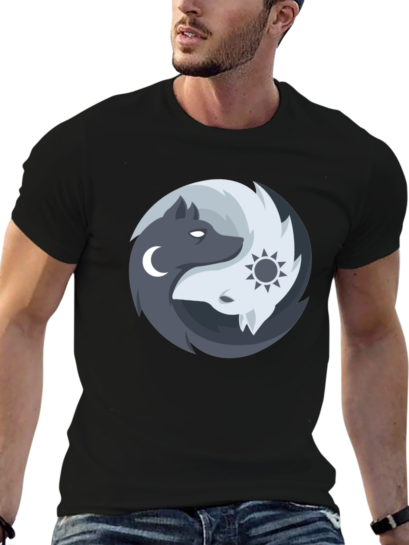 Yin Yang Wolves Graphic Tee - Balance & Harmony