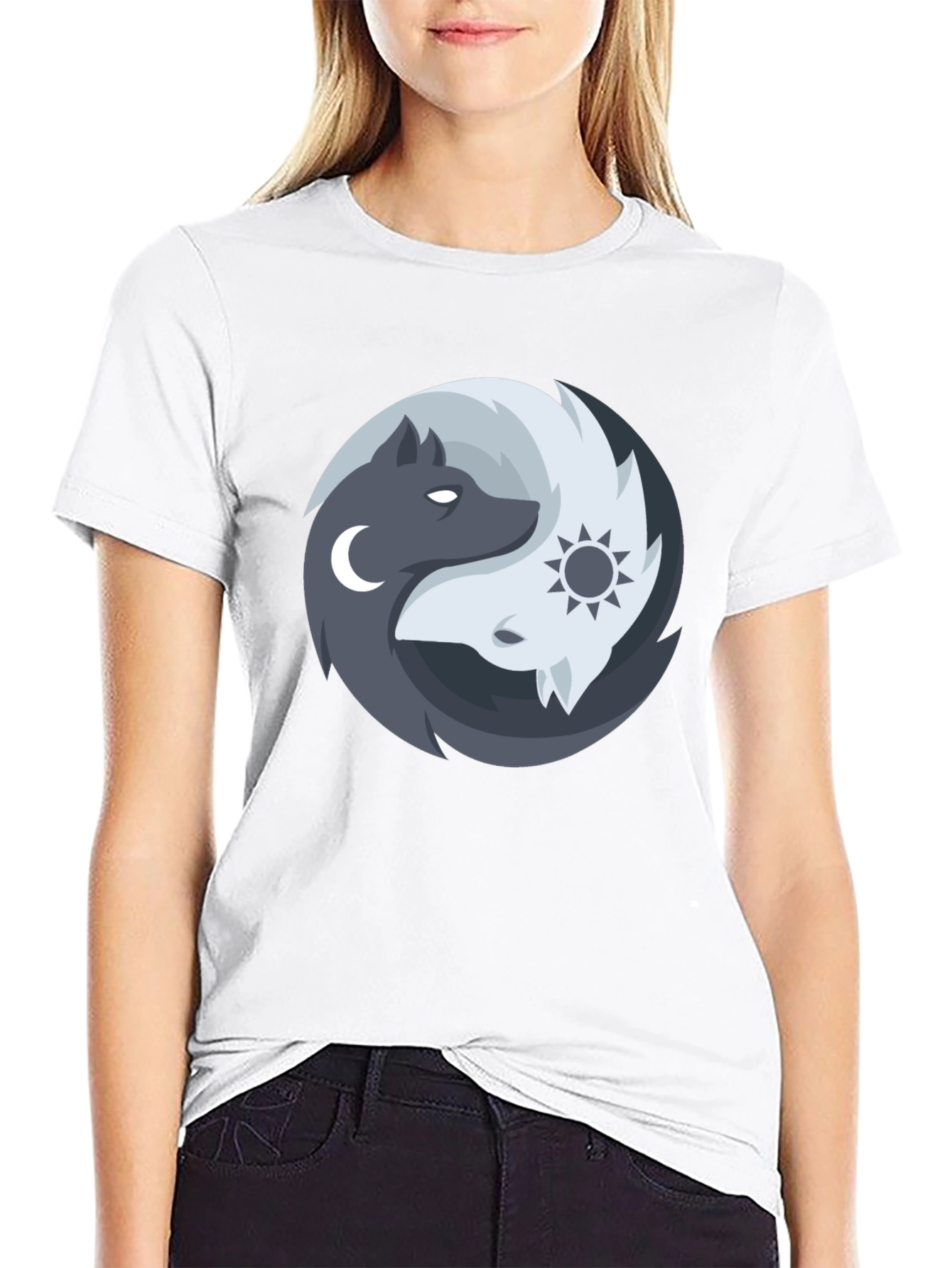 Yin Yang Wolves Graphic Tee - Balance & Harmony