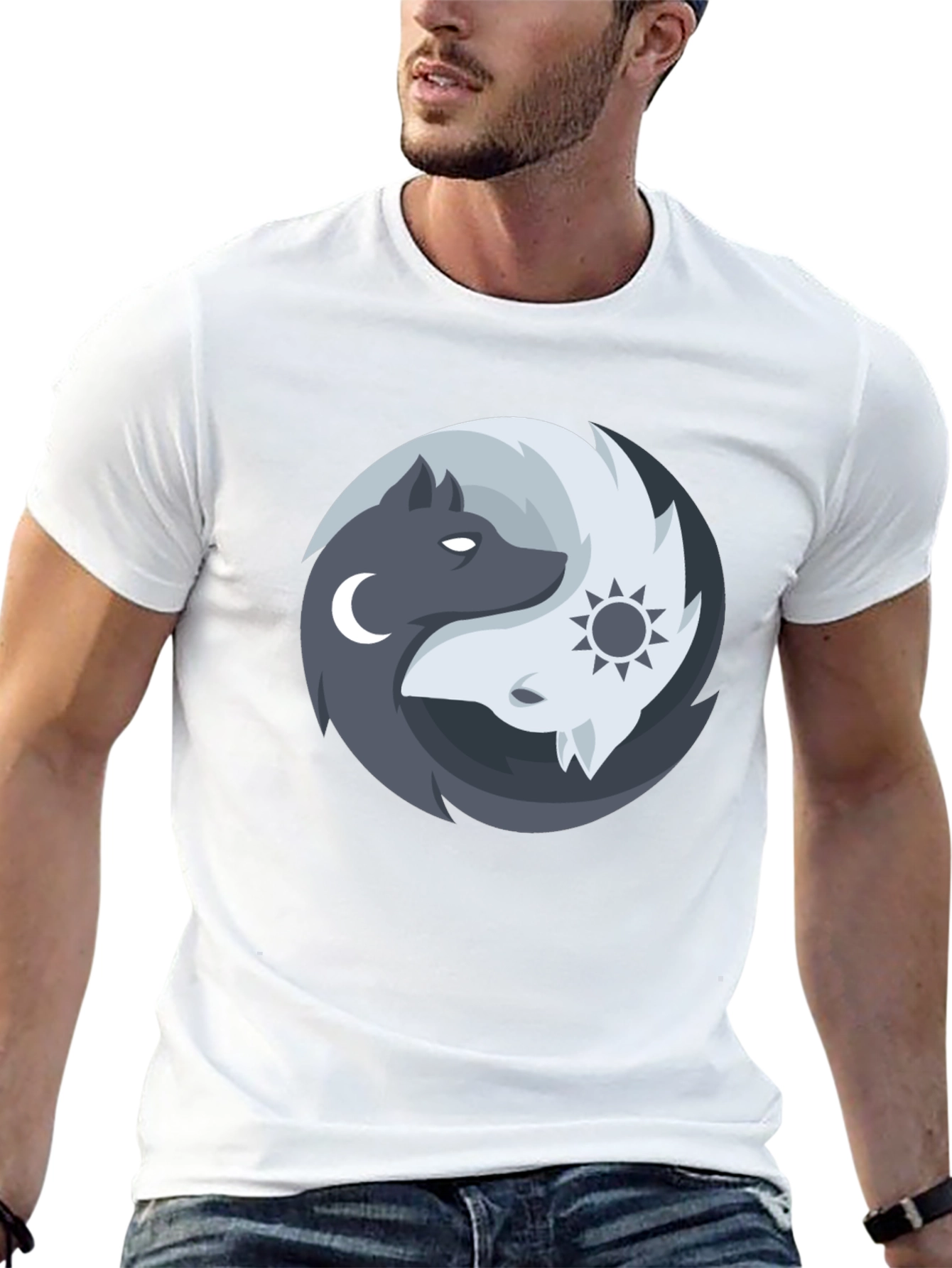 Yin Yang Wolves Graphic Tee - Balance & Harmony