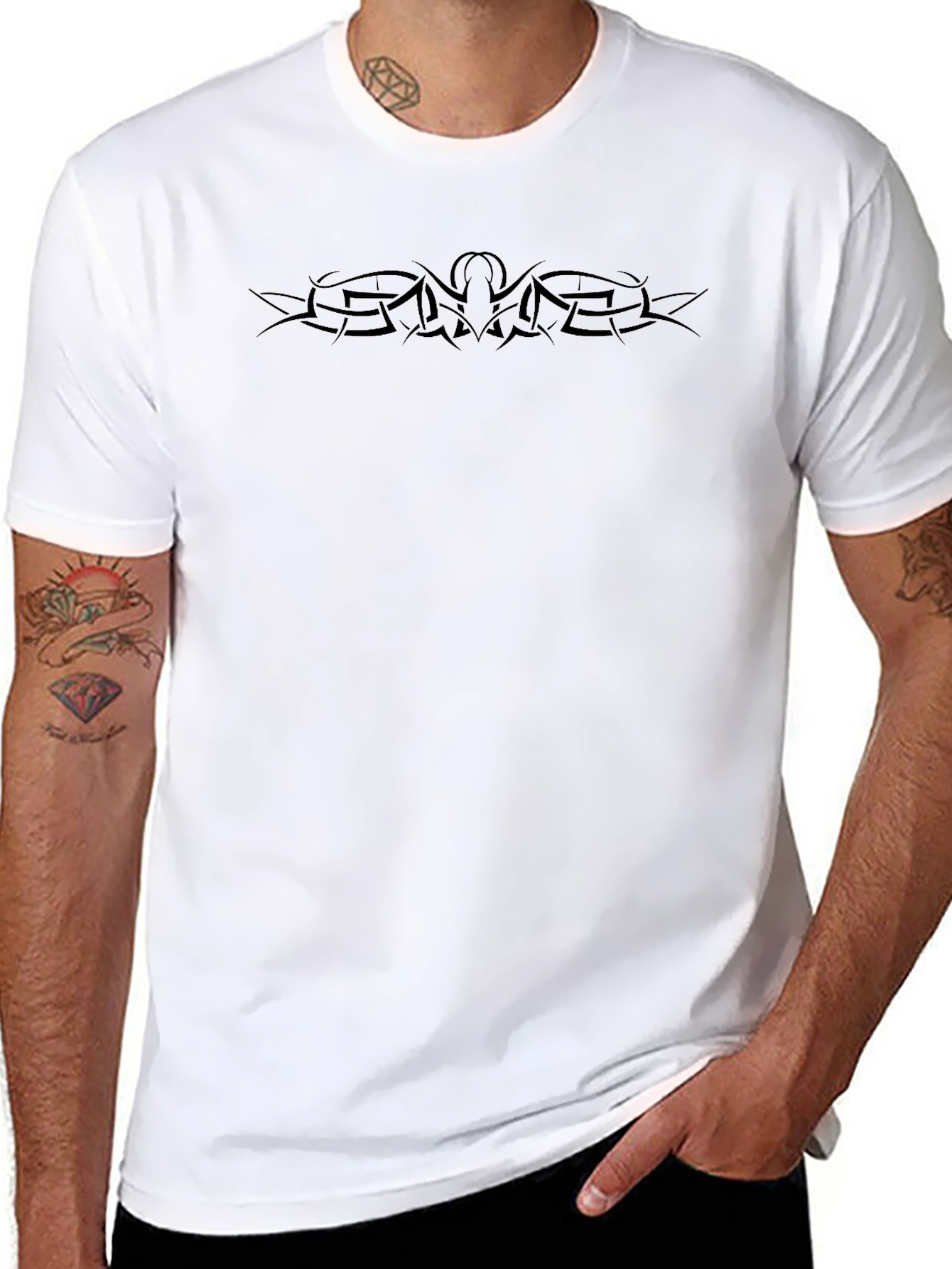 Mens Black Tribal Graphic T-Shirt