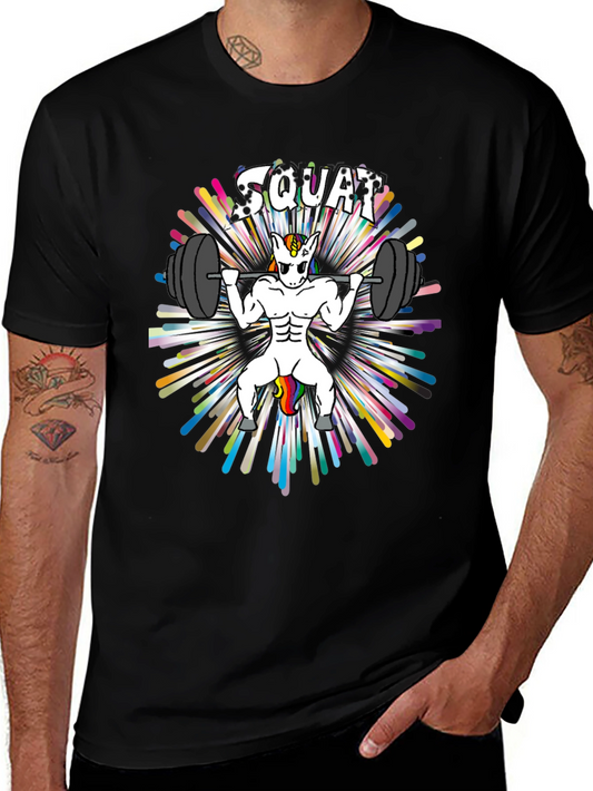 Unicorn Squat Black T-Shirt - Gym Humor