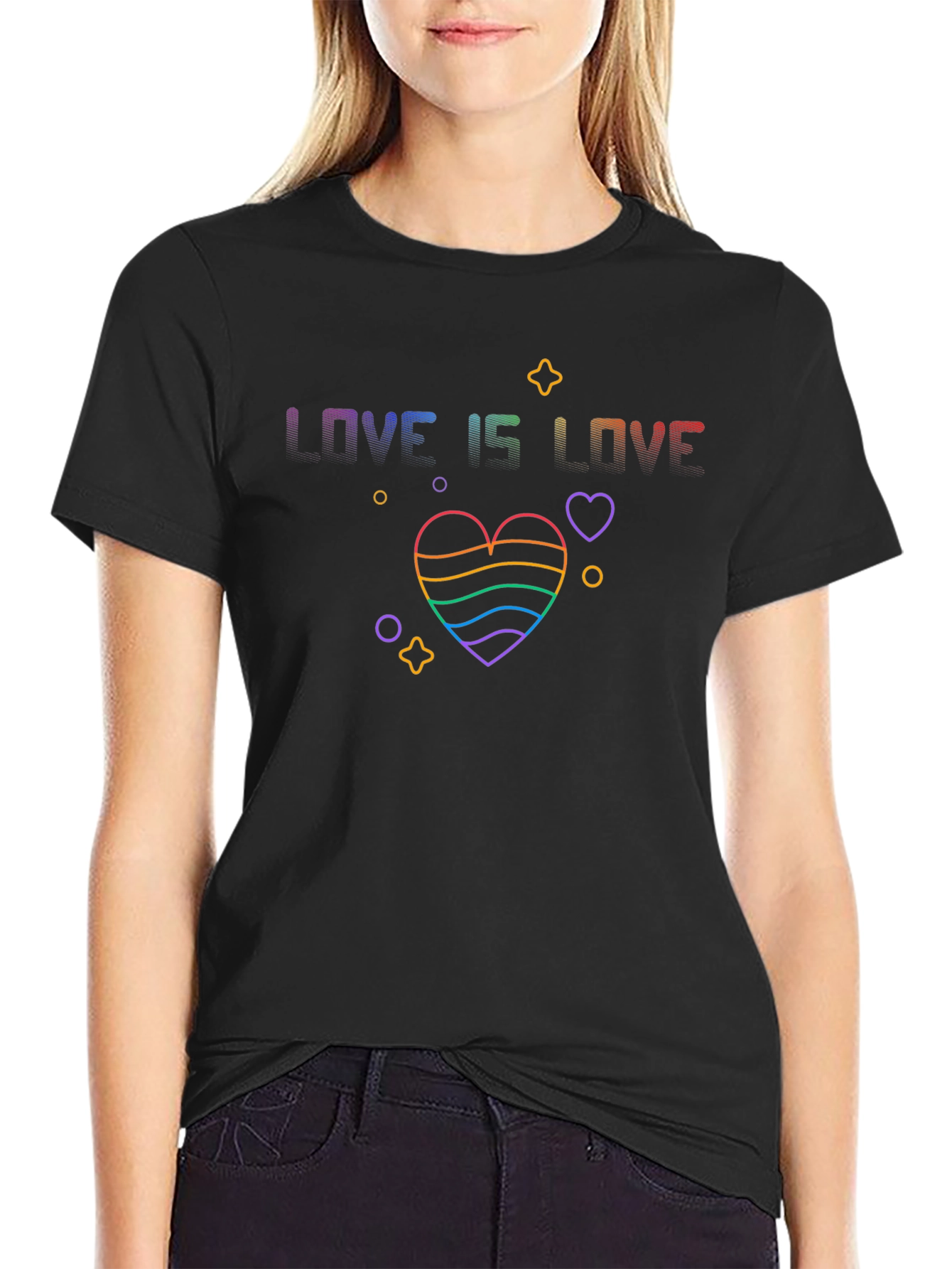 Love Is Love Rainbow Heart Graphic T-Shirt