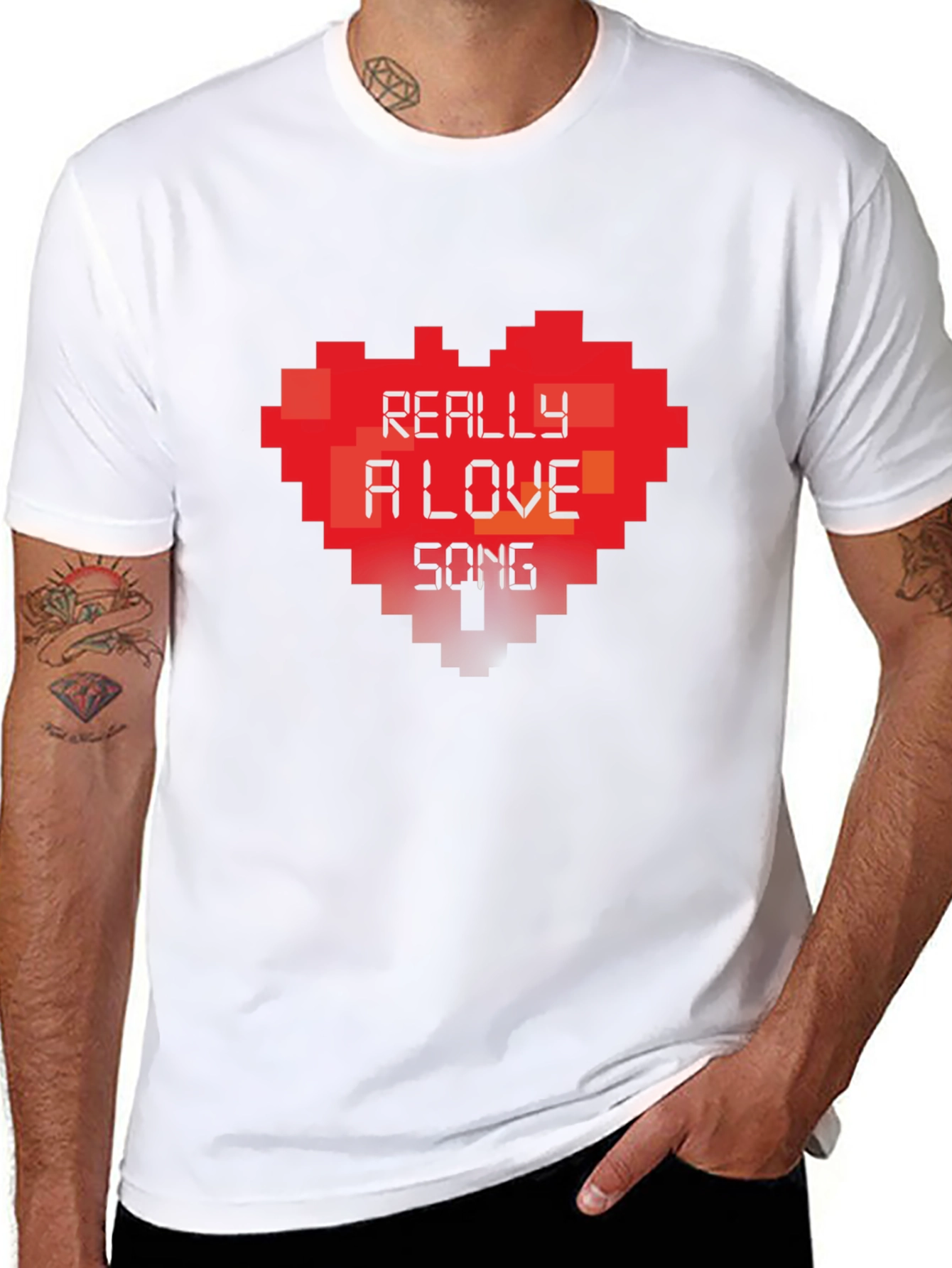 Pixel Heart Love Song Graphic T-Shirt