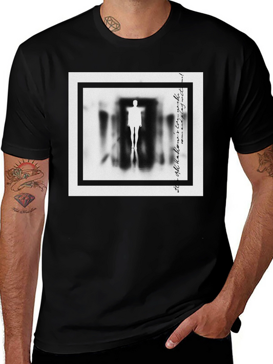 Mysterious Figure Graphic Print Black T-Shirt