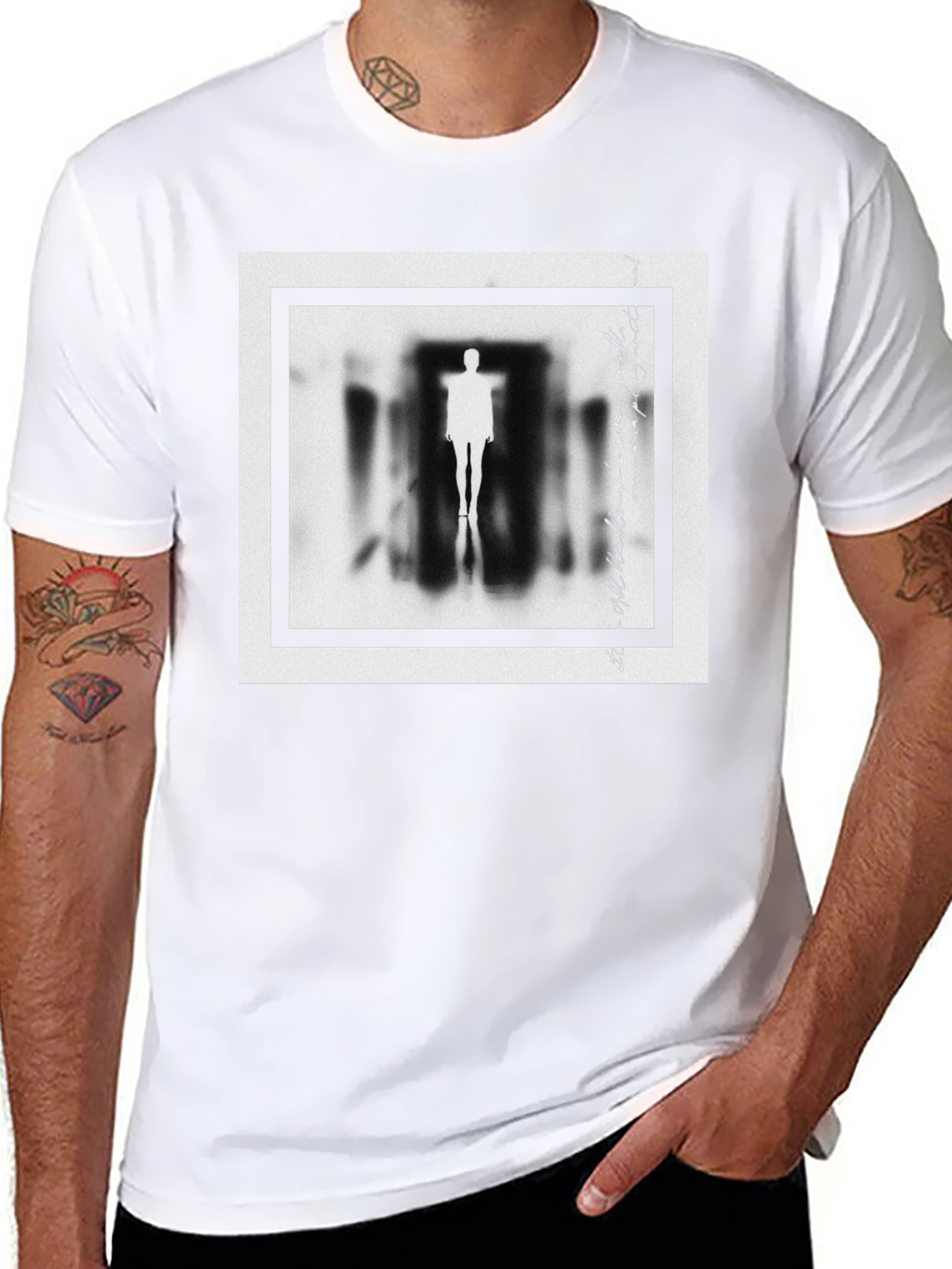 Mysterious Figure Graphic Print Black T-Shirt