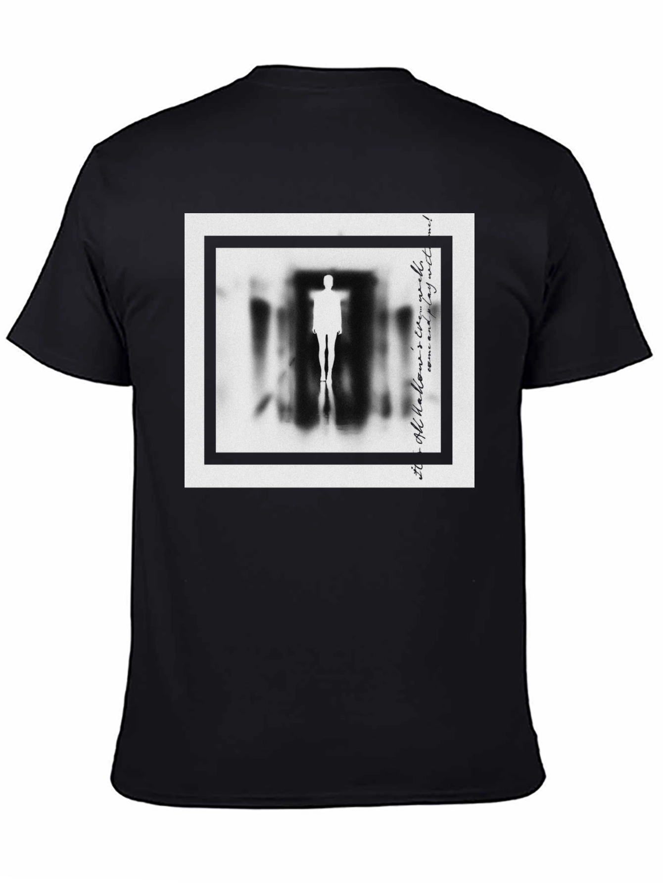Mysterious Figure Graphic Print Black T-Shirt
