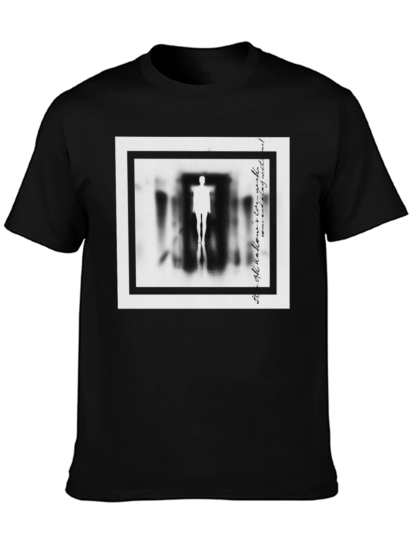 Mysterious Figure Graphic Print Black T-Shirt