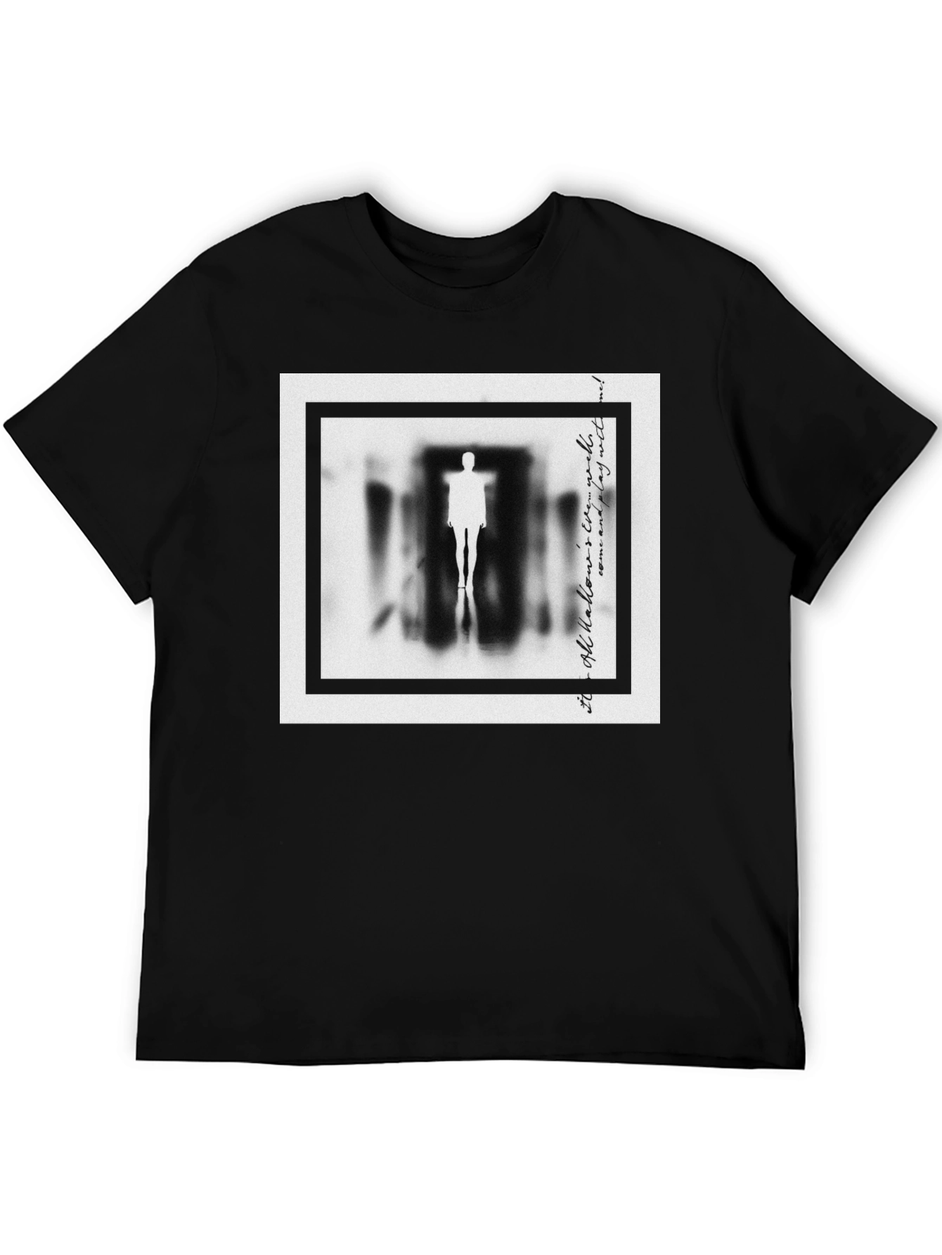 Mysterious Figure Graphic Print Black T-Shirt