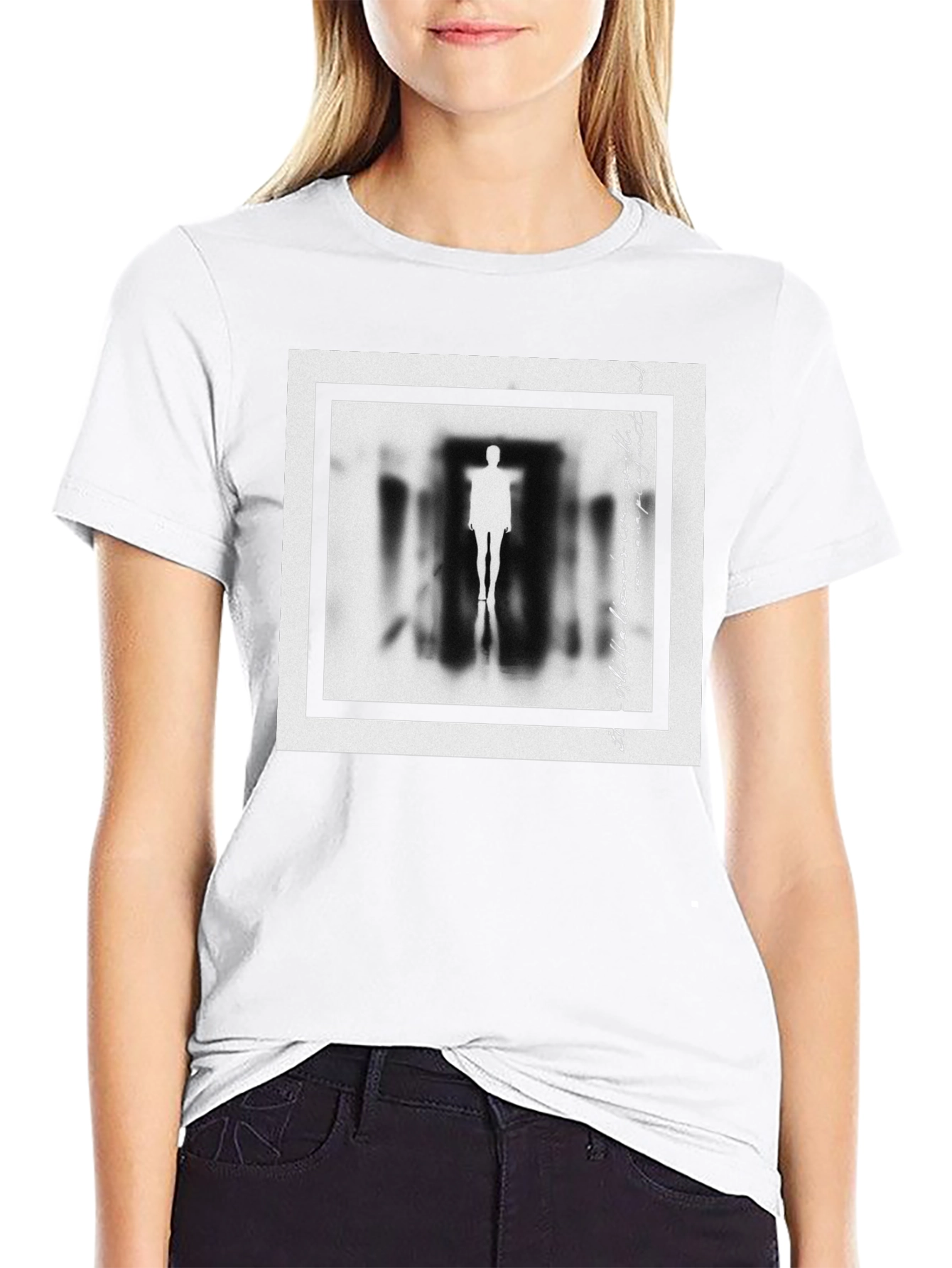 Mysterious Figure Graphic Print Black T-Shirt