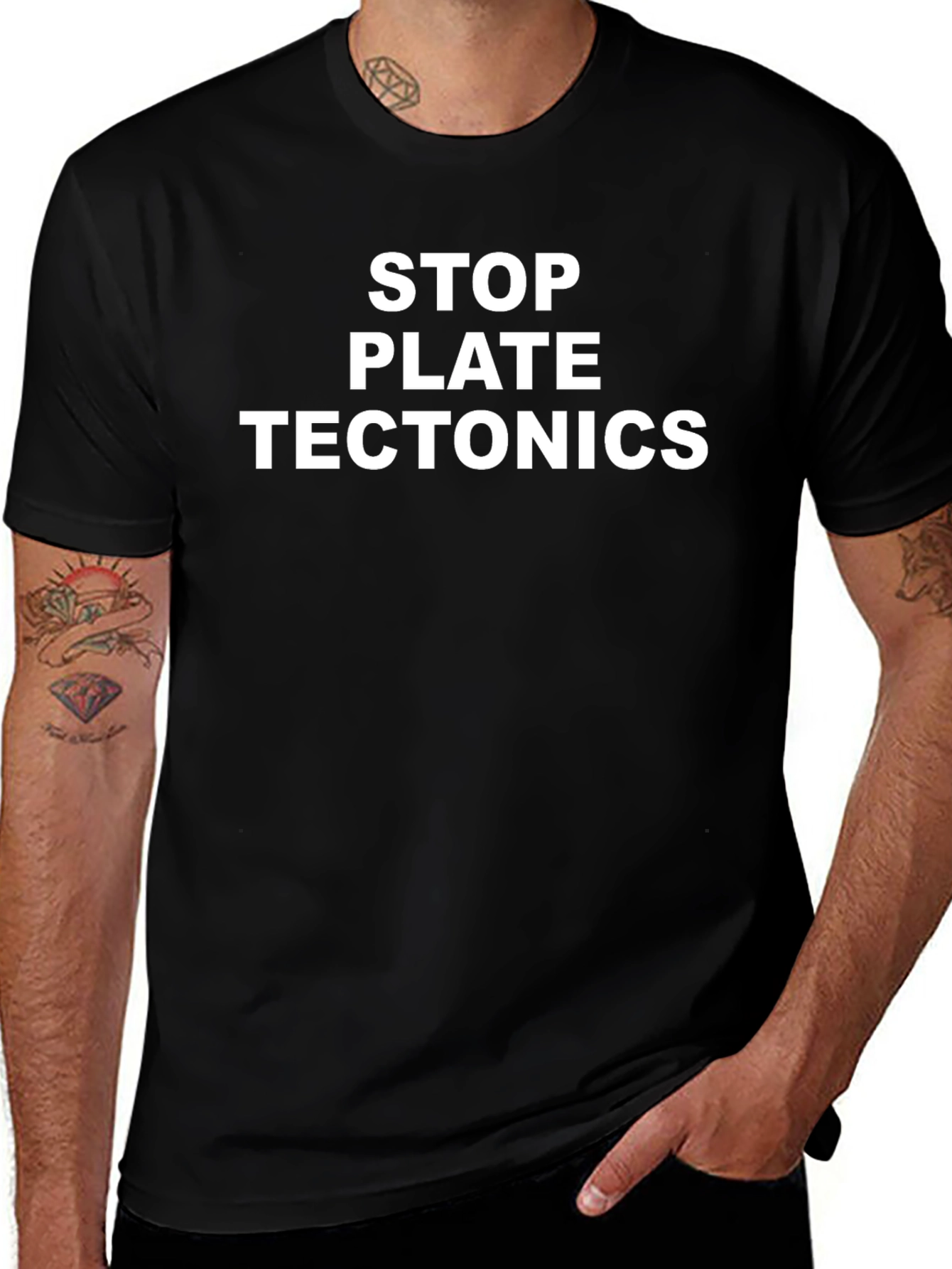 Stop Plate Tectonics Graphic Tee - Black