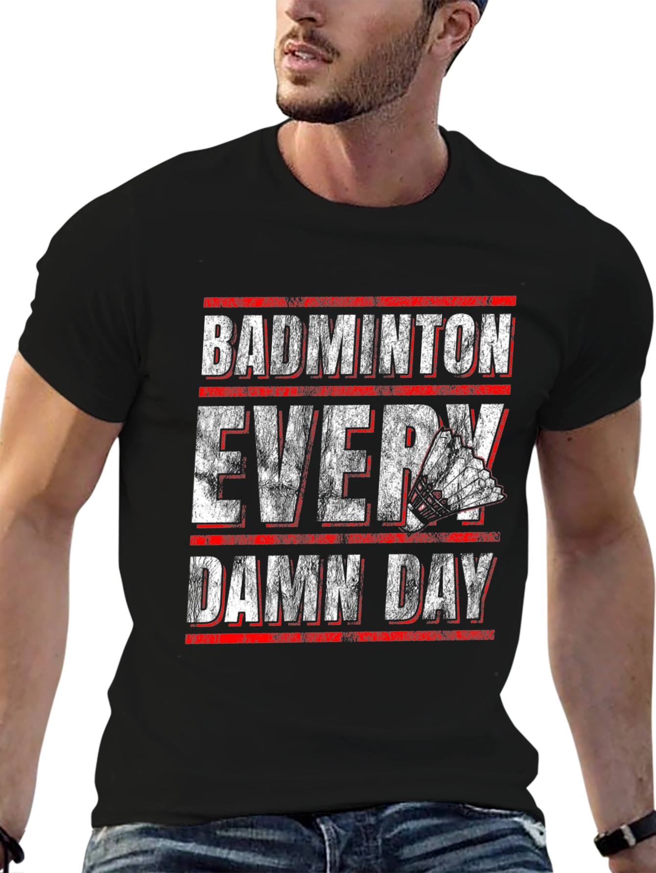 Badminton Every Damn Day Graphic T-Shirt