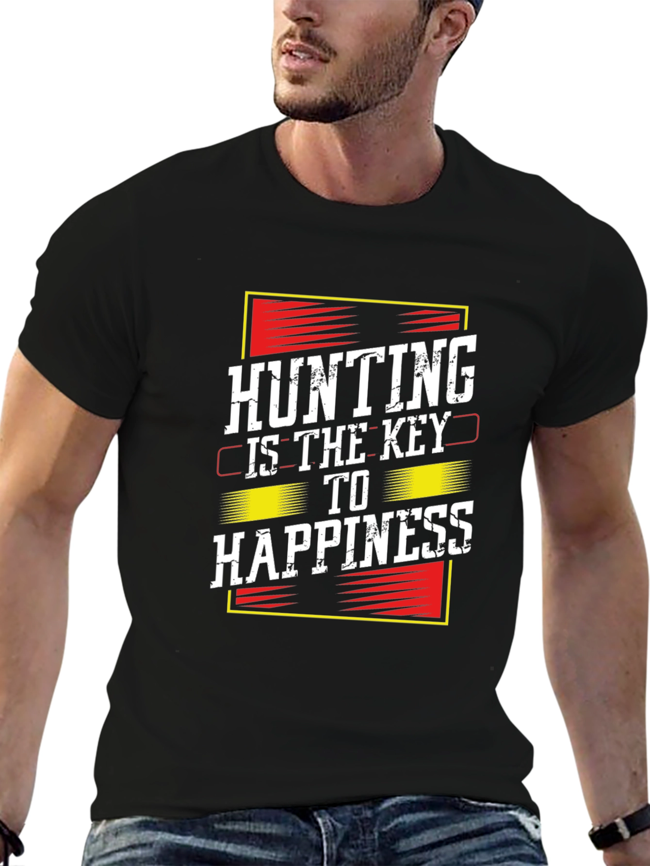 Hunting Is Key to Happiness Black T-Shirt