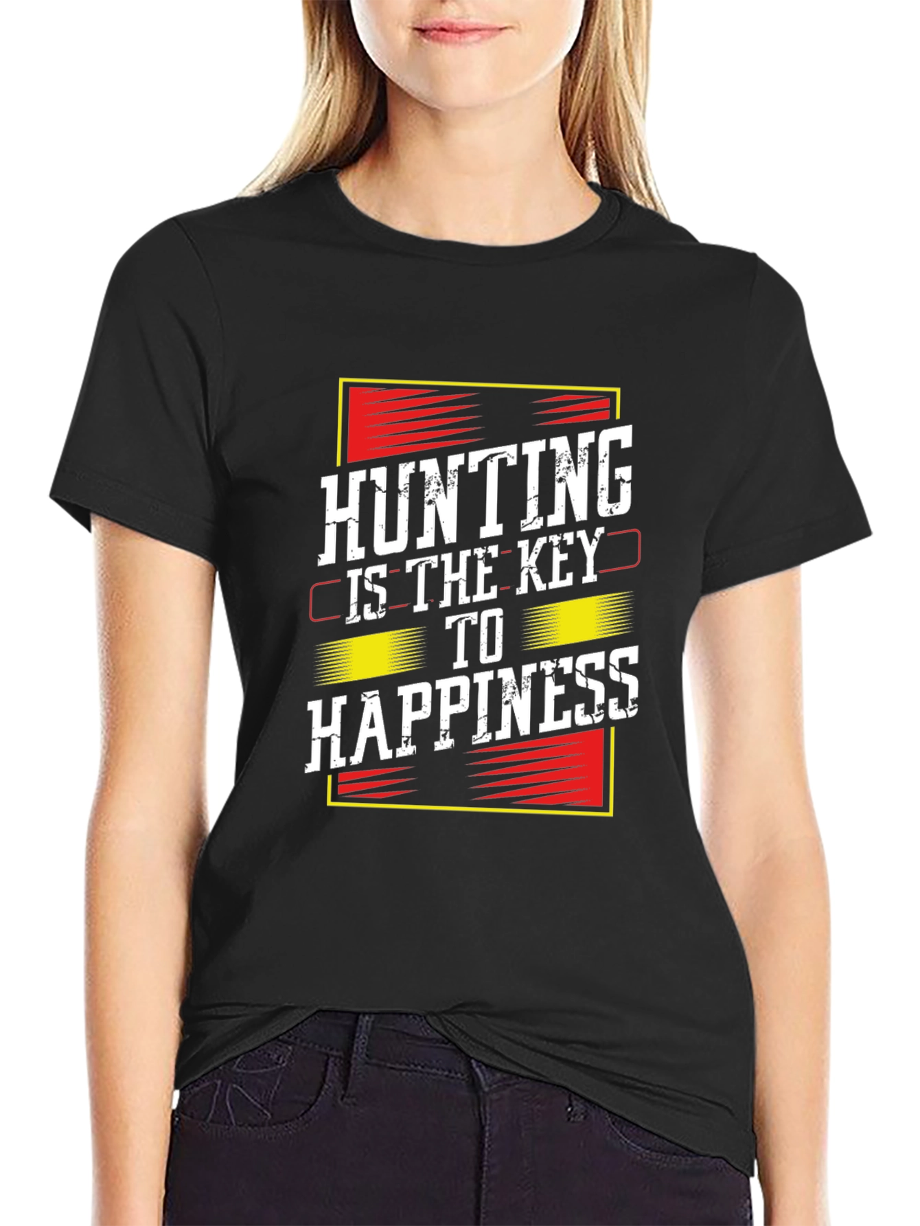 Hunting Is Key to Happiness Black T-Shirt