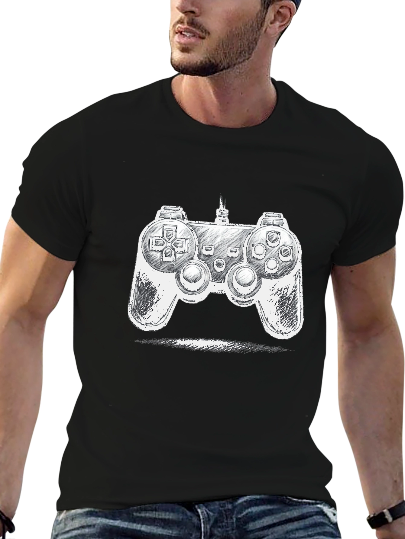 Gamer Console Graphic Tee - Stylish Black T-Shirt