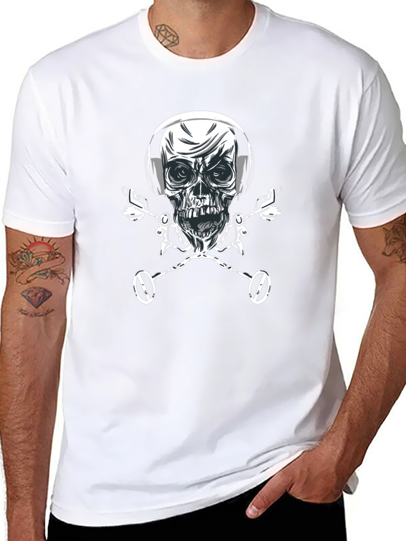 Skull & Metal Detector Crossbones T-Shirt