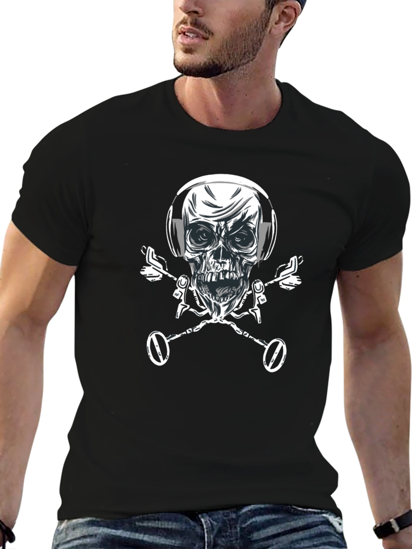 Skull & Metal Detector Crossbones T-Shirt