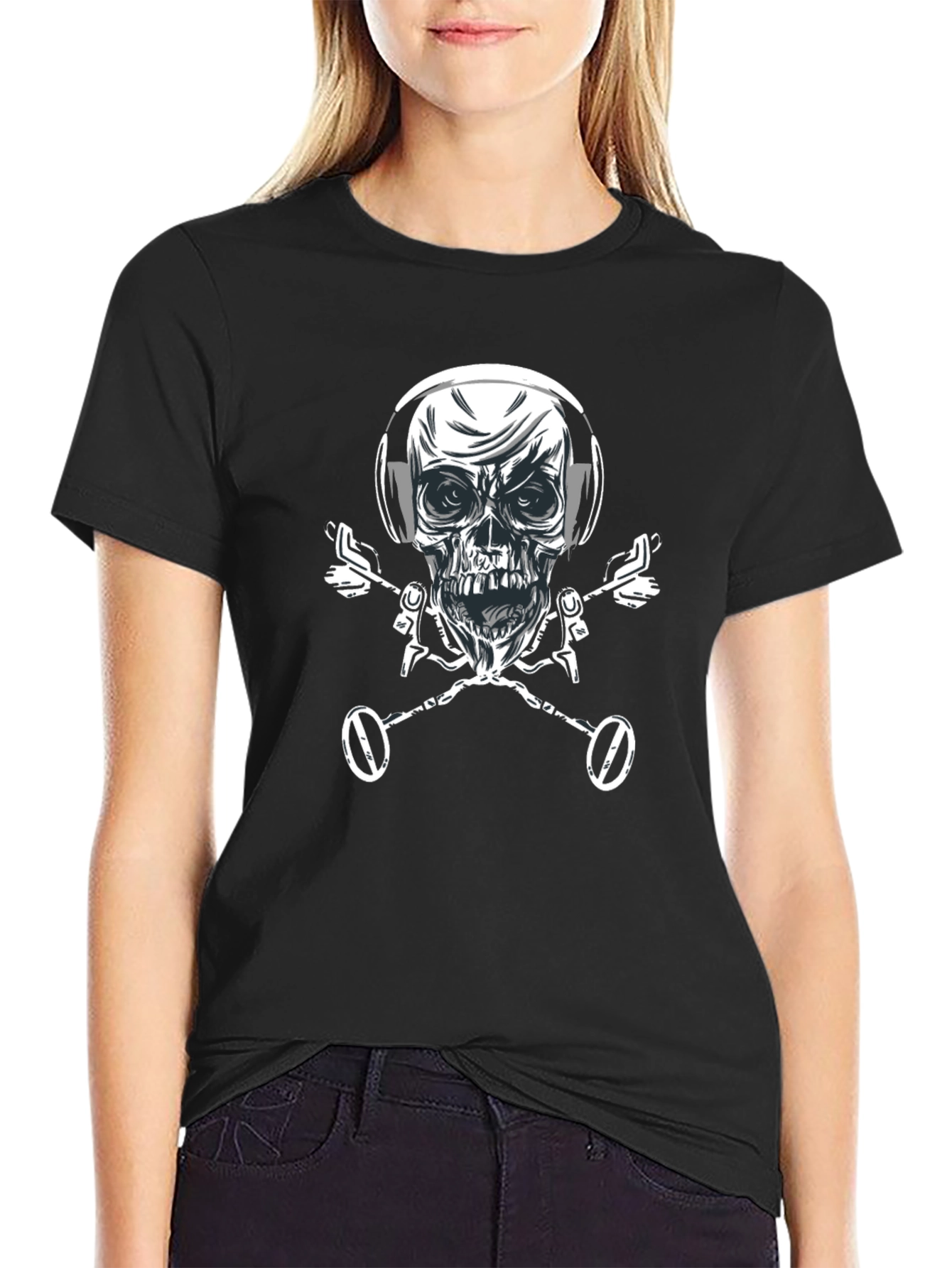 Skull & Metal Detector Crossbones T-Shirt