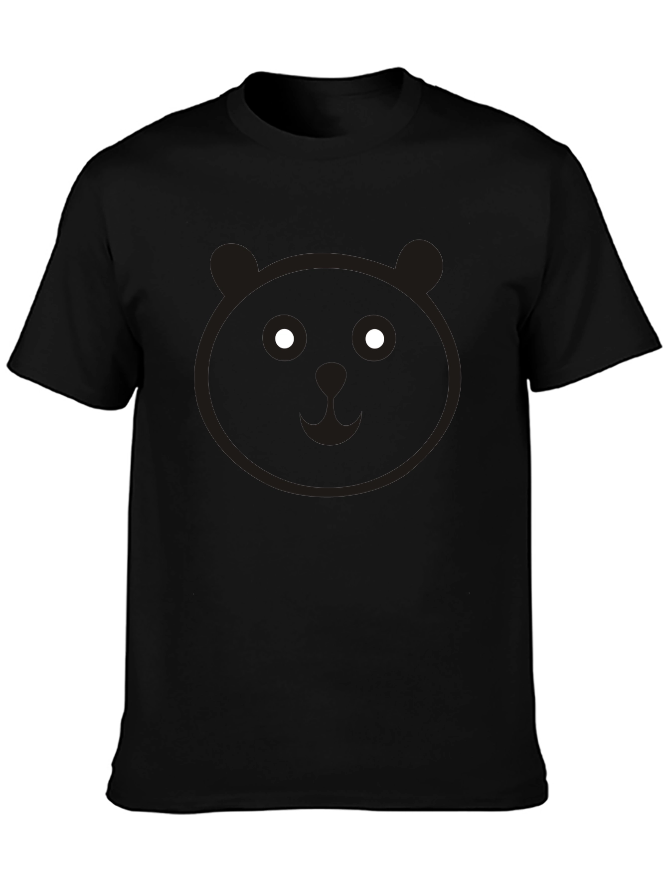 Cute Panda Face Graphic Black T-Shirt
