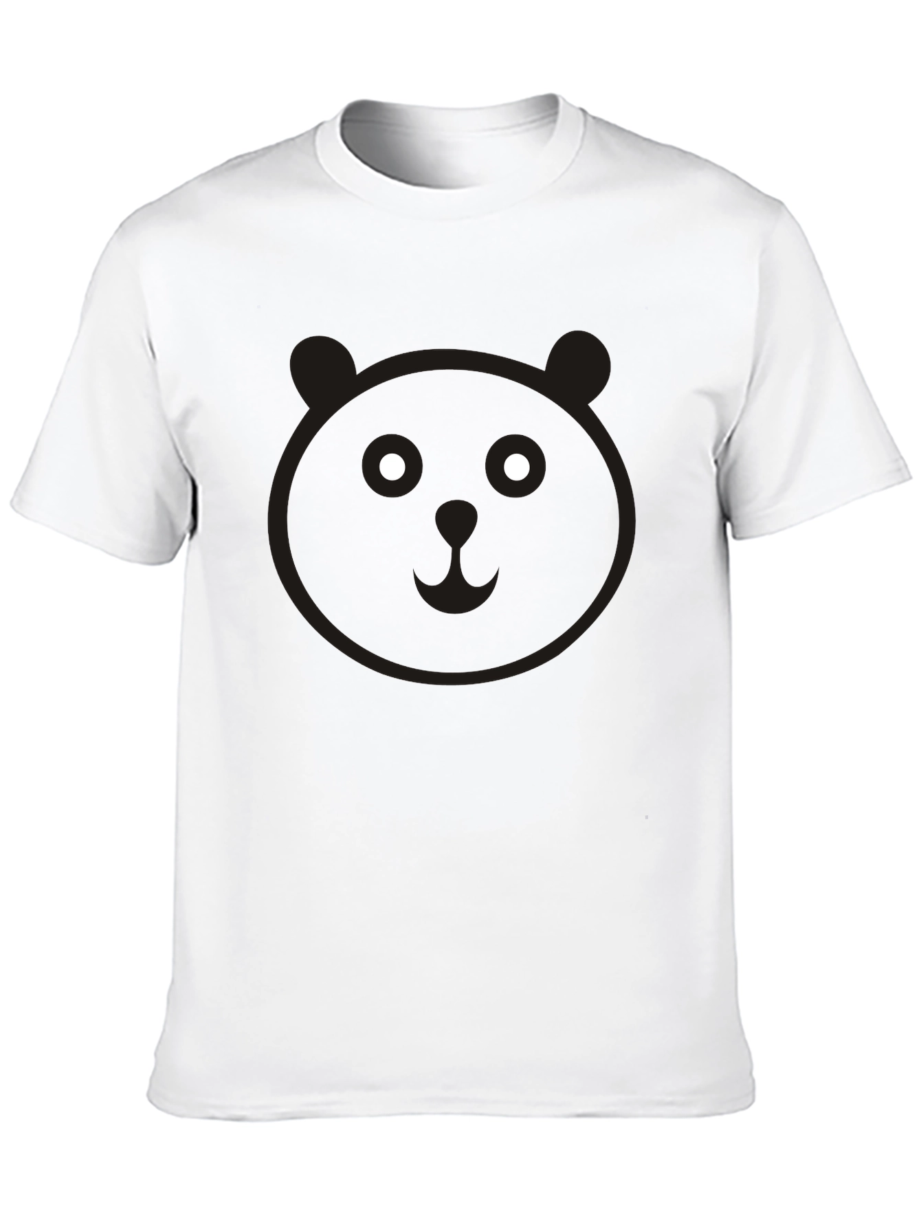 Cute Panda Face Graphic Black T-Shirt