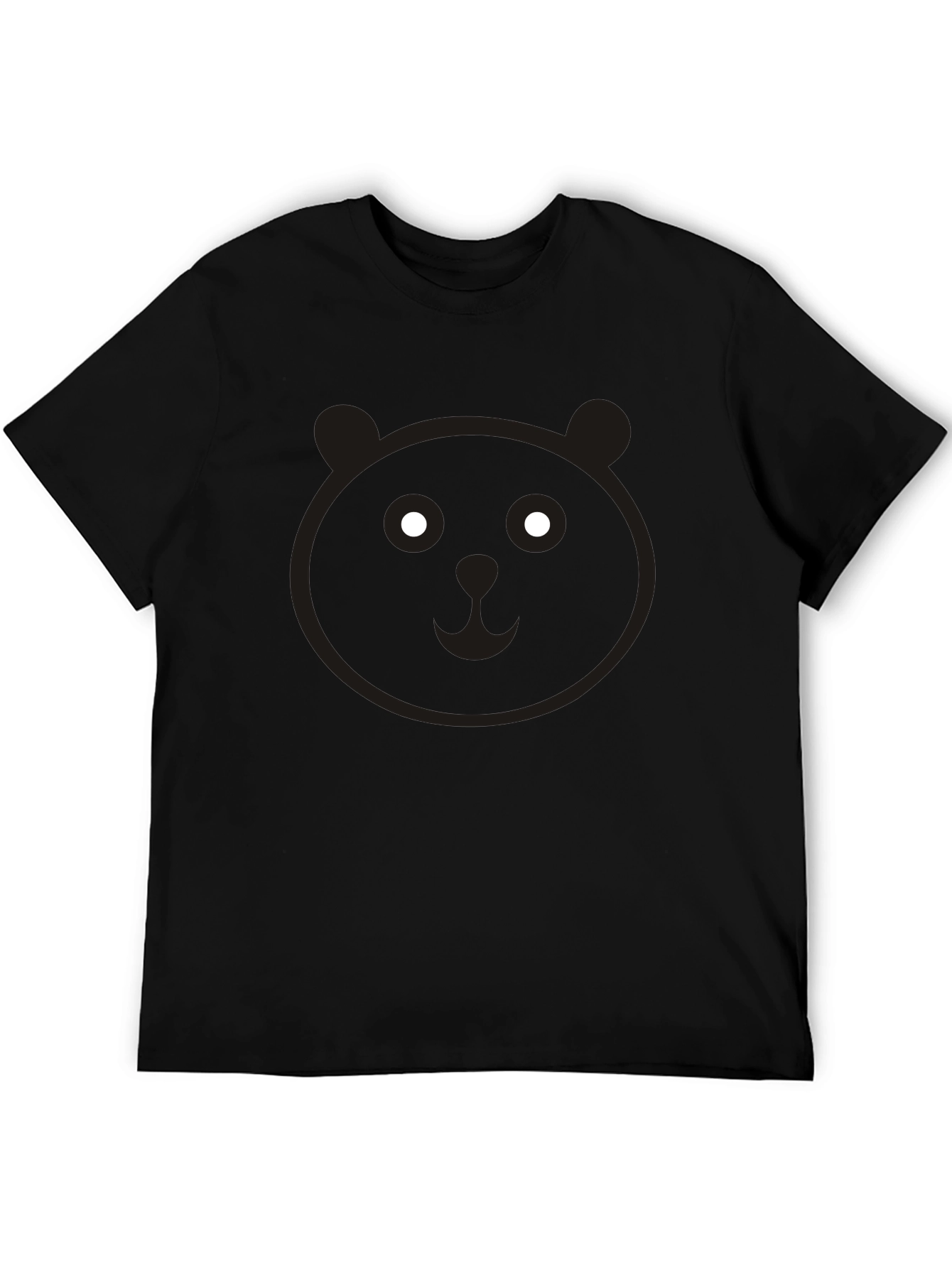 Cute Panda Face Graphic Black T-Shirt