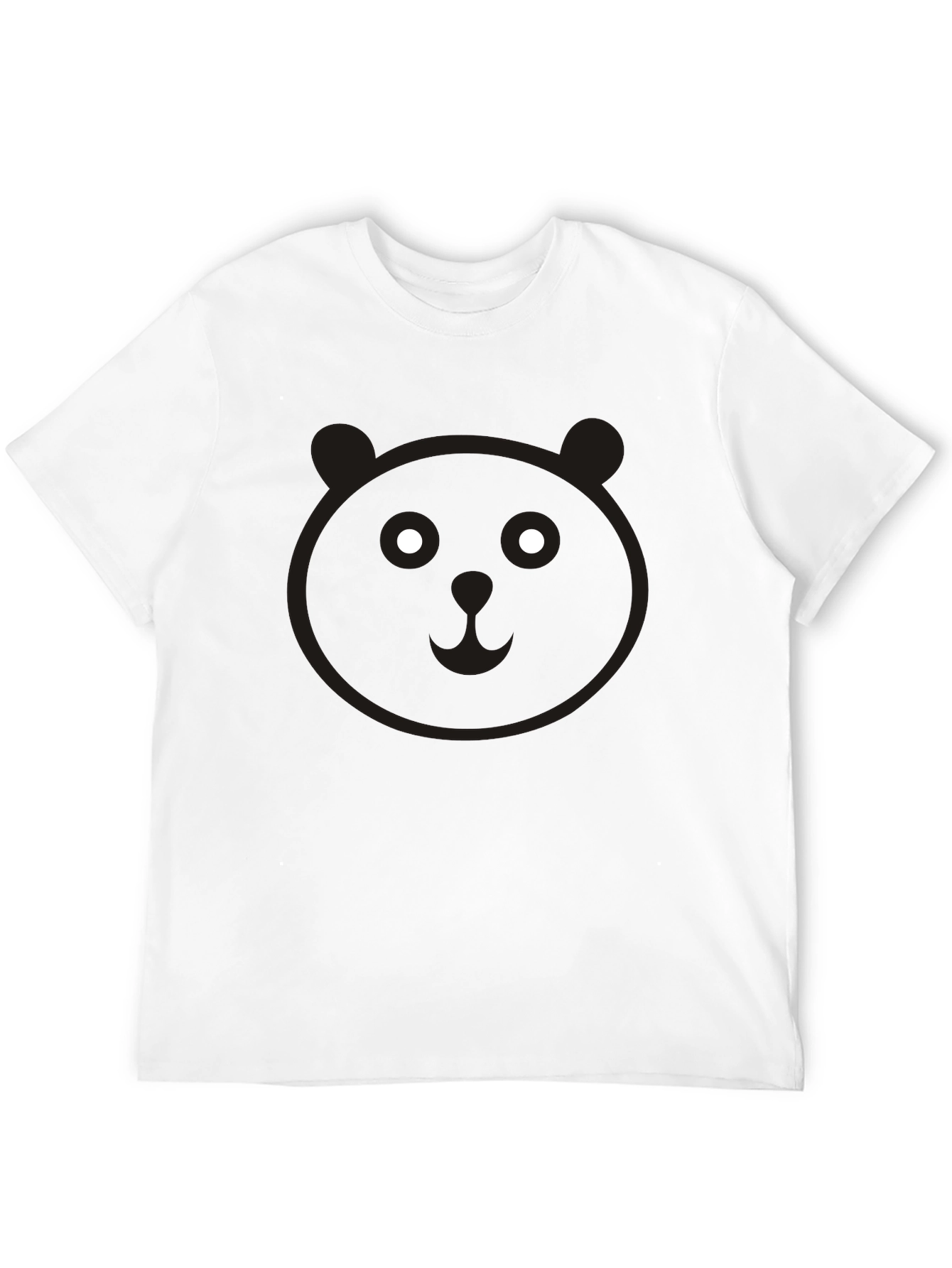 Cute Panda Face Graphic Black T-Shirt