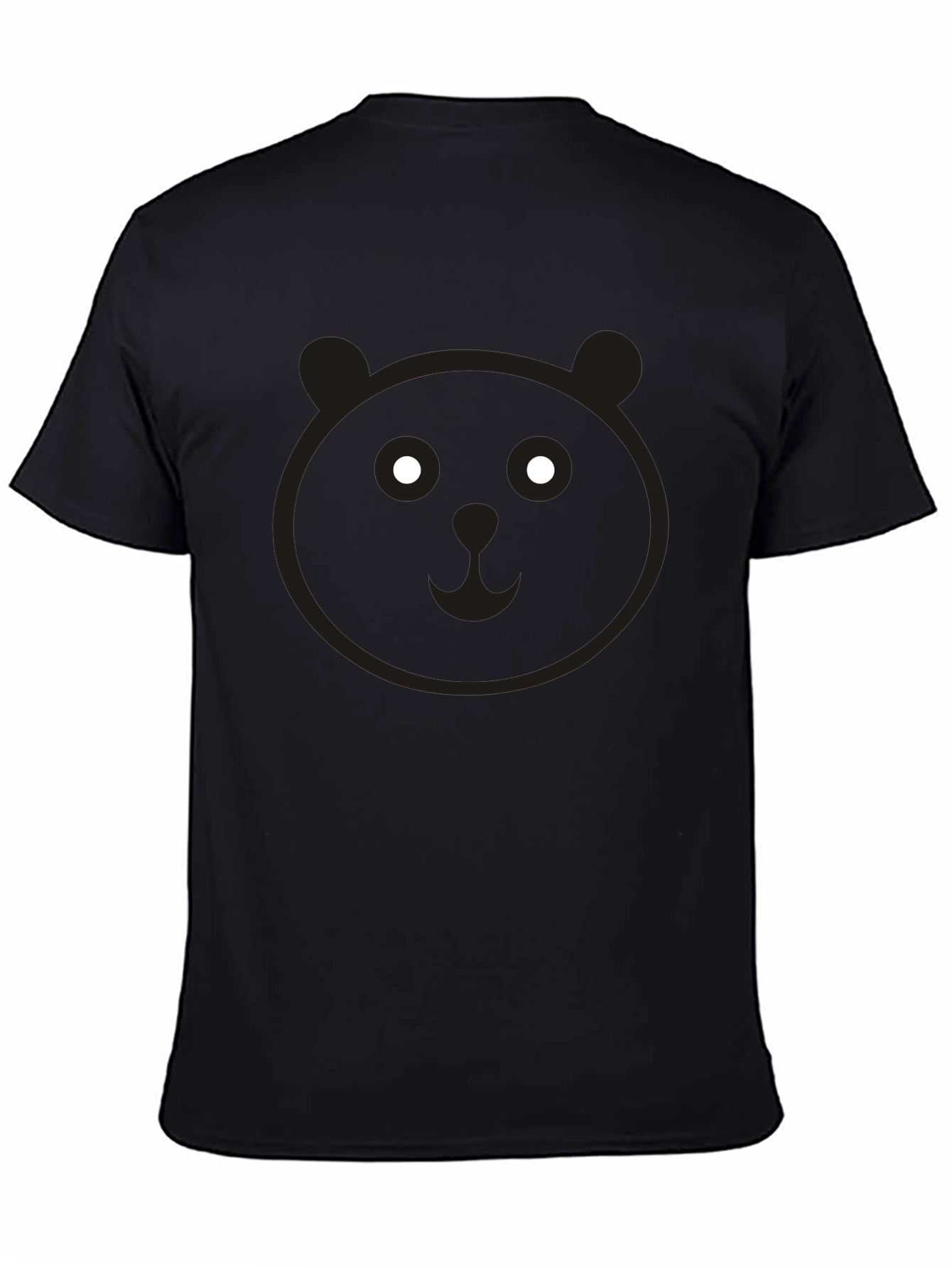 Cute Panda Face Graphic Black T-Shirt