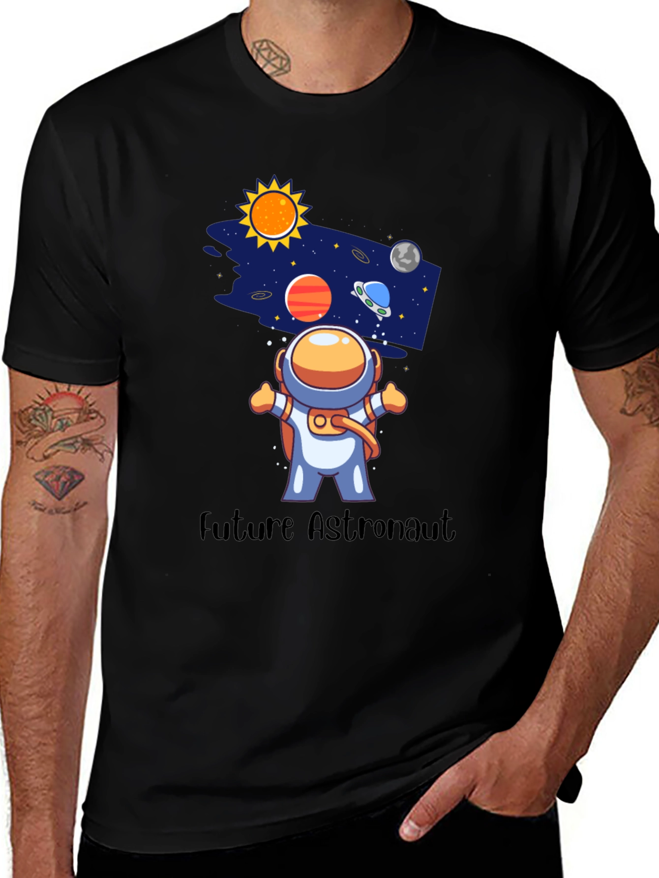 Future Astronaut Black Graphic Tee