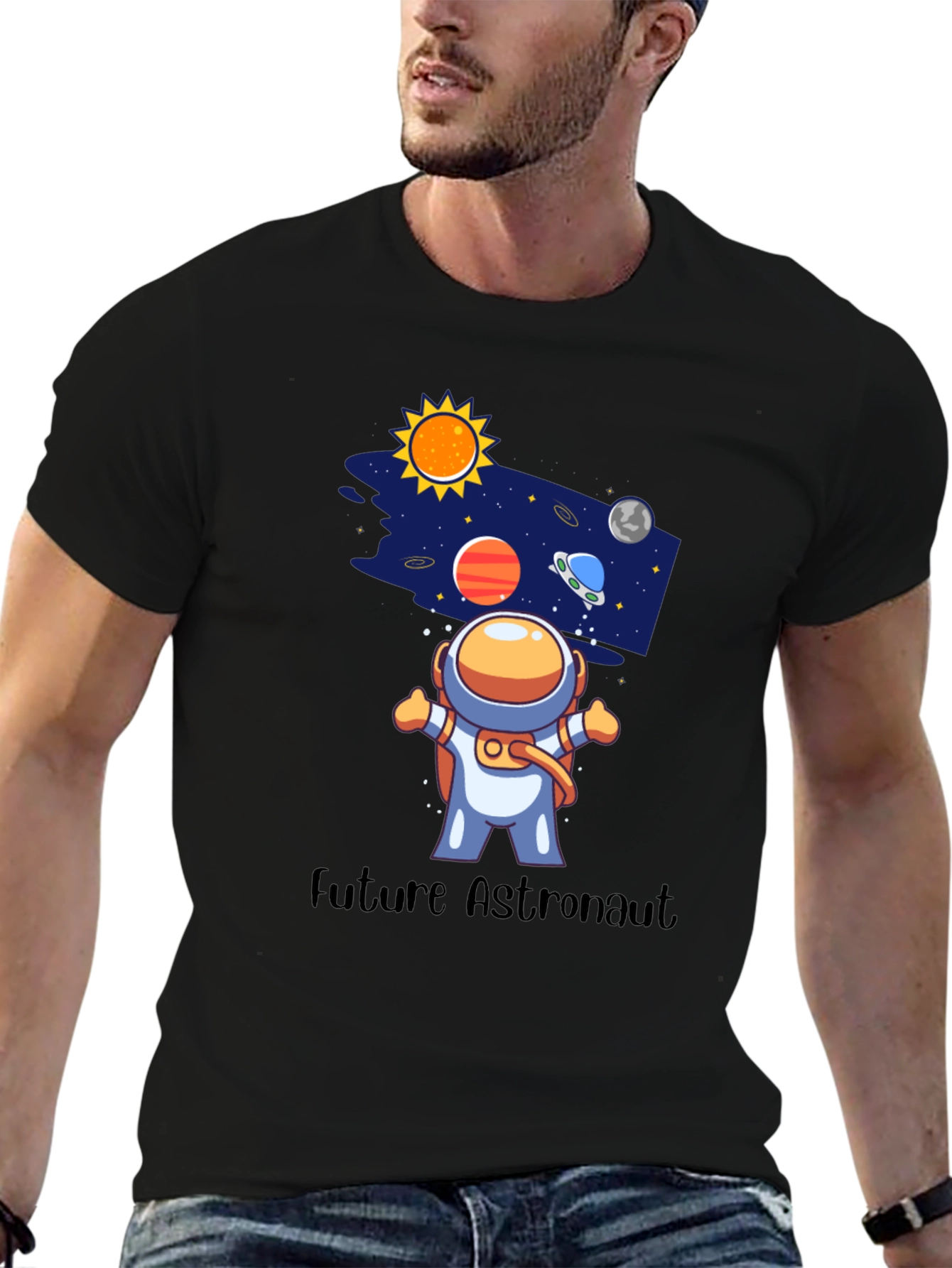 Future Astronaut Black Graphic Tee