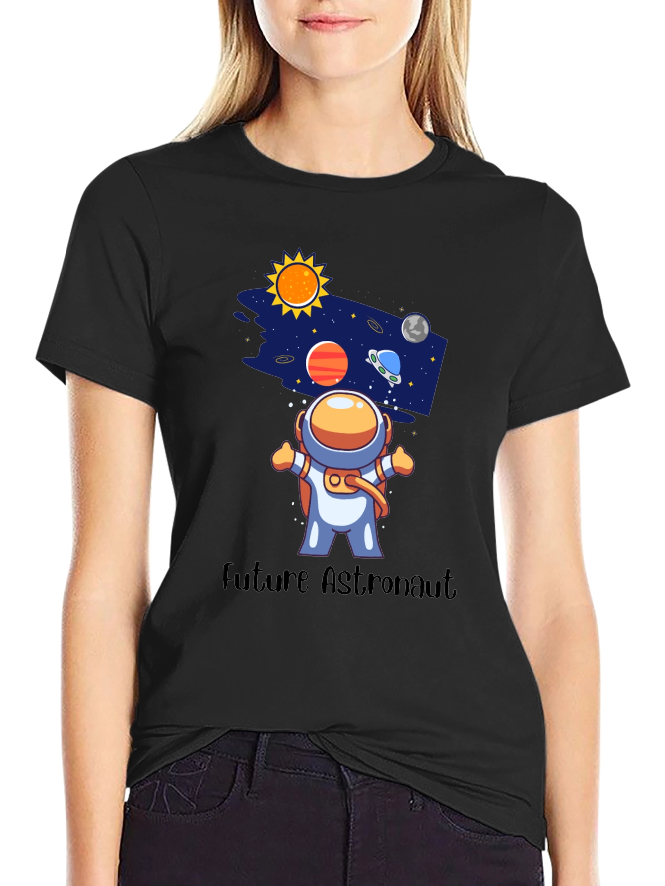 Future Astronaut Black Graphic Tee