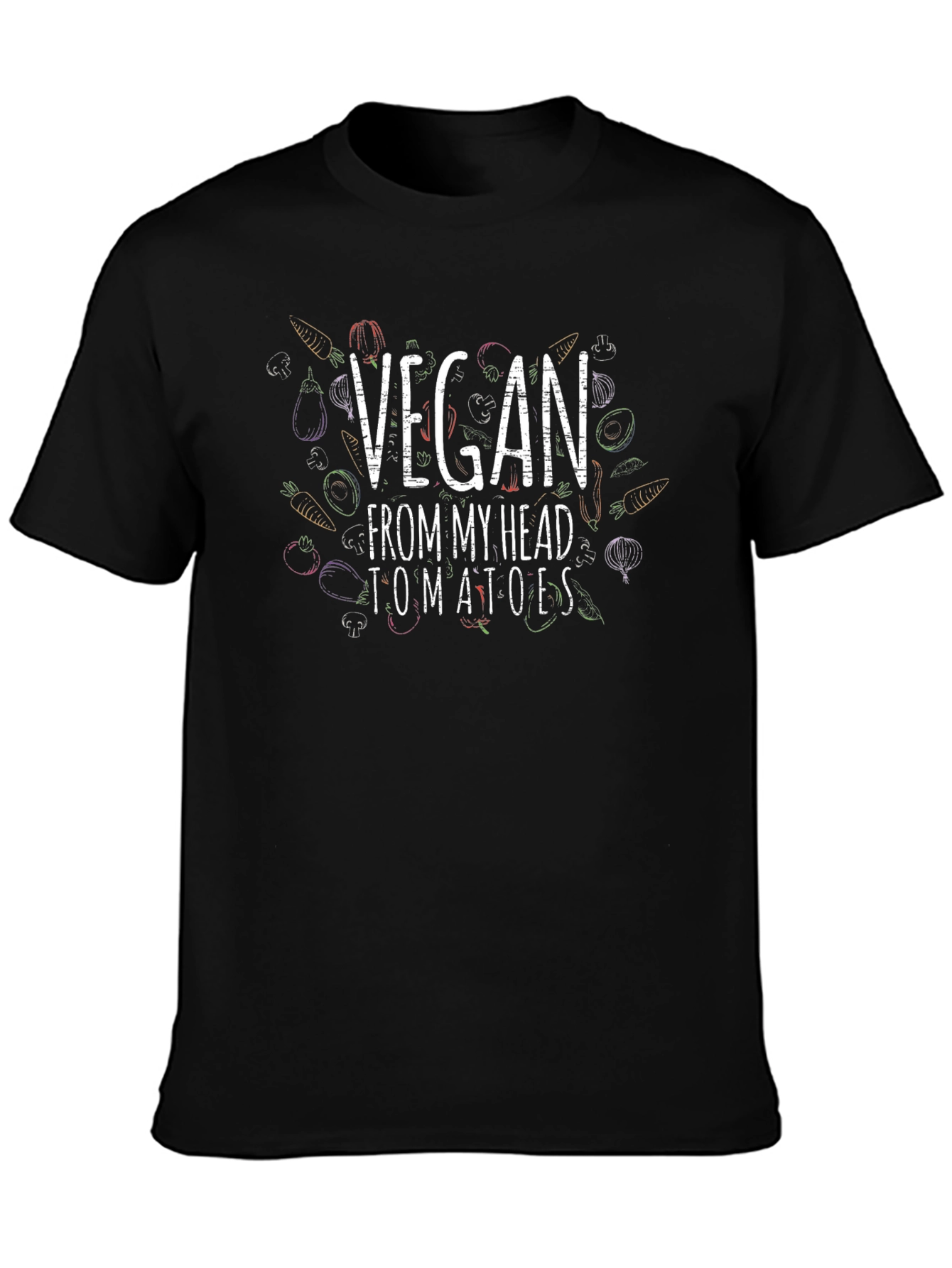 Vegan From My Head Tomatoes T-Shirt - Black