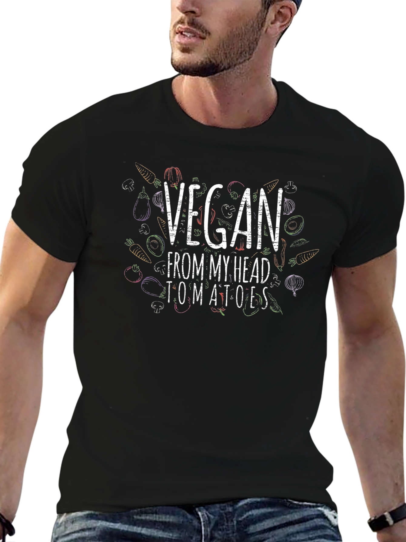 Vegan From My Head Tomatoes T-Shirt - Black