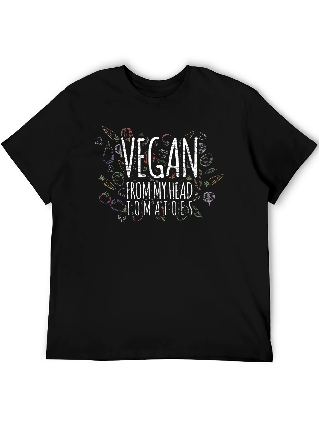 Vegan From My Head Tomatoes T-Shirt - Black