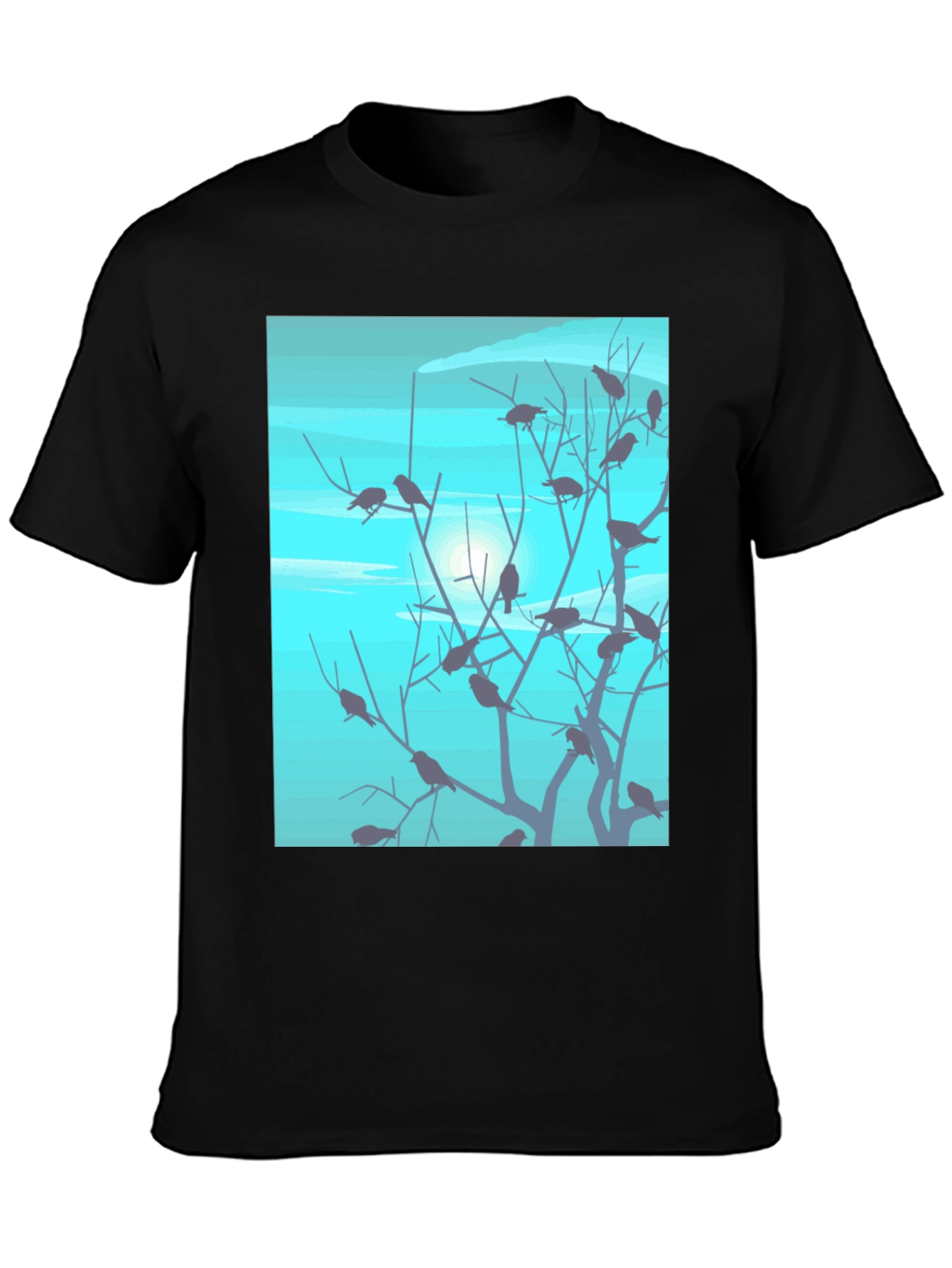 Birds on Branches Graphic Tee - Black