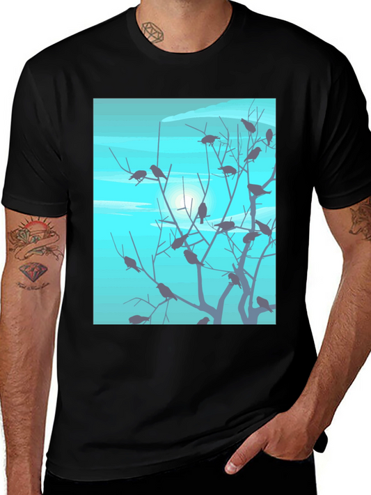 Birds on Branches Graphic Tee - Black