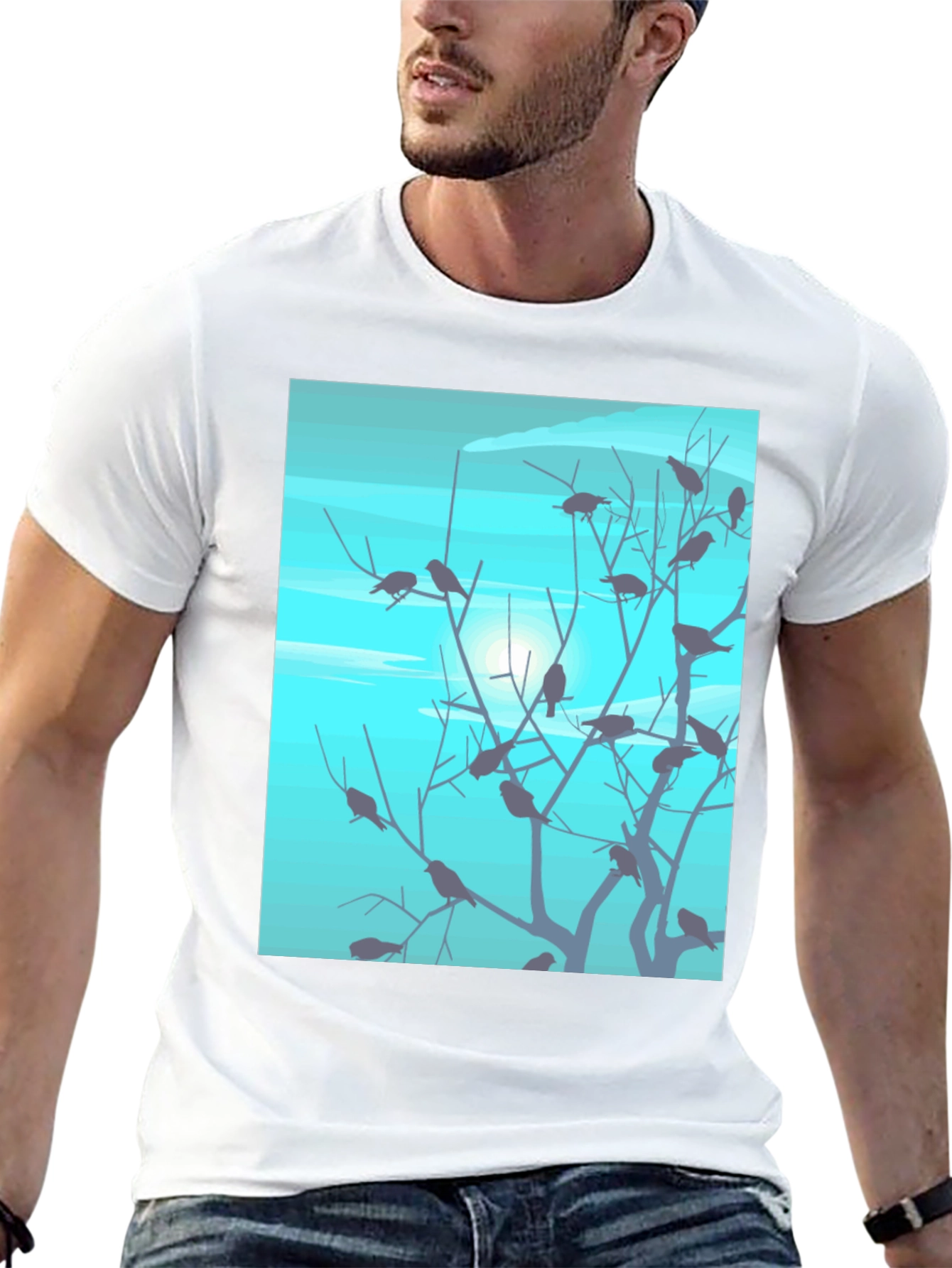 Birds on Branches Graphic Tee - Black