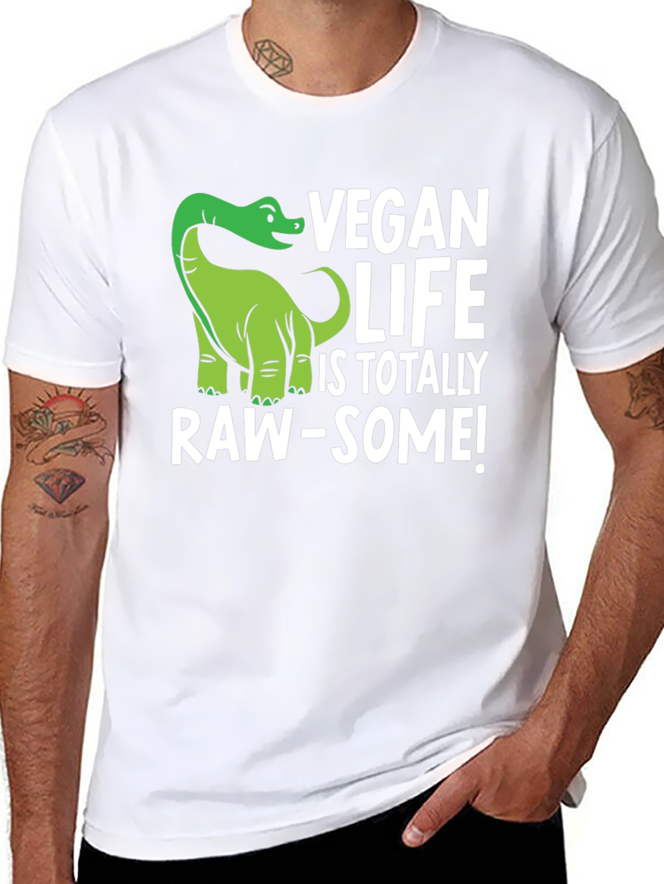 Vegan Life Dinosaur T-Shirt - Raw-Some Tee!