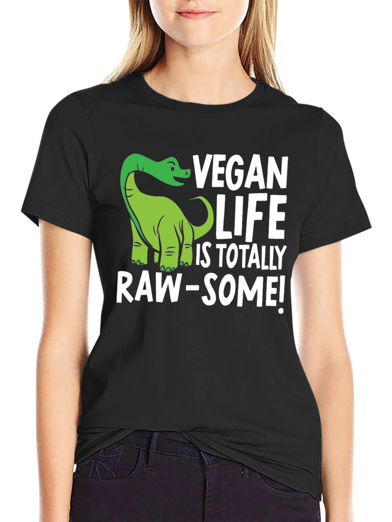 Vegan Life Dinosaur T-Shirt - Raw-Some Tee!