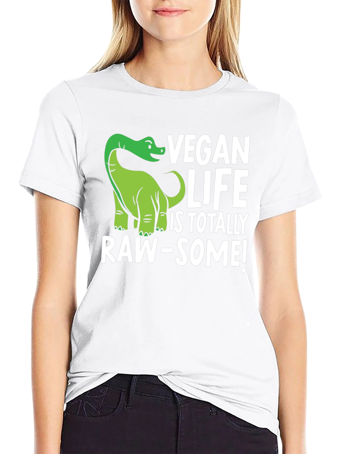 Vegan Life Dinosaur T-Shirt - Raw-Some Tee!
