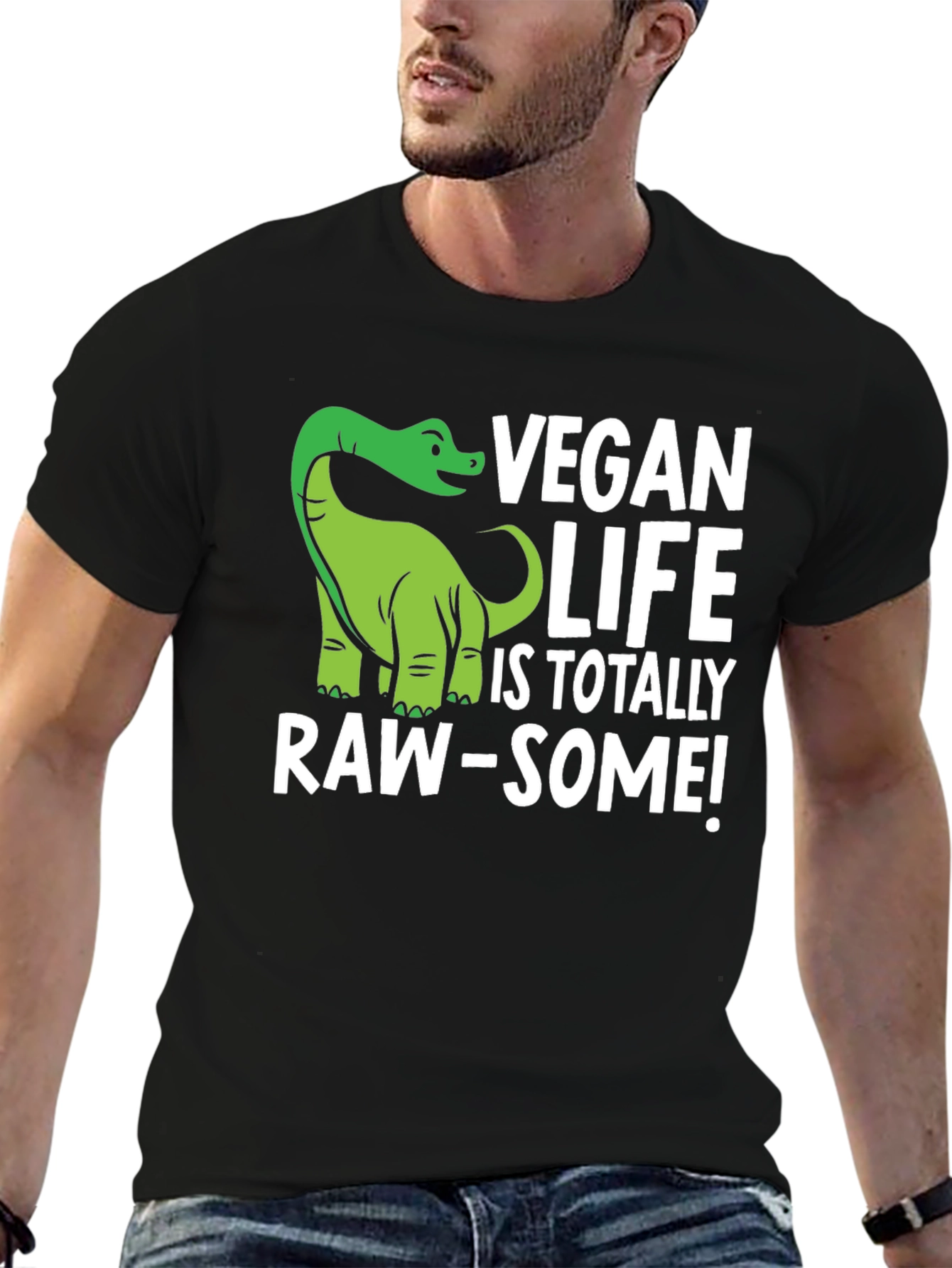 Vegan Life Dinosaur T-Shirt - Raw-Some Tee!