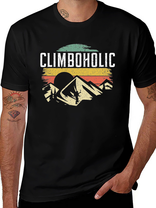 Climbaholic T-Shirt: Retro Mountain Climbing Design