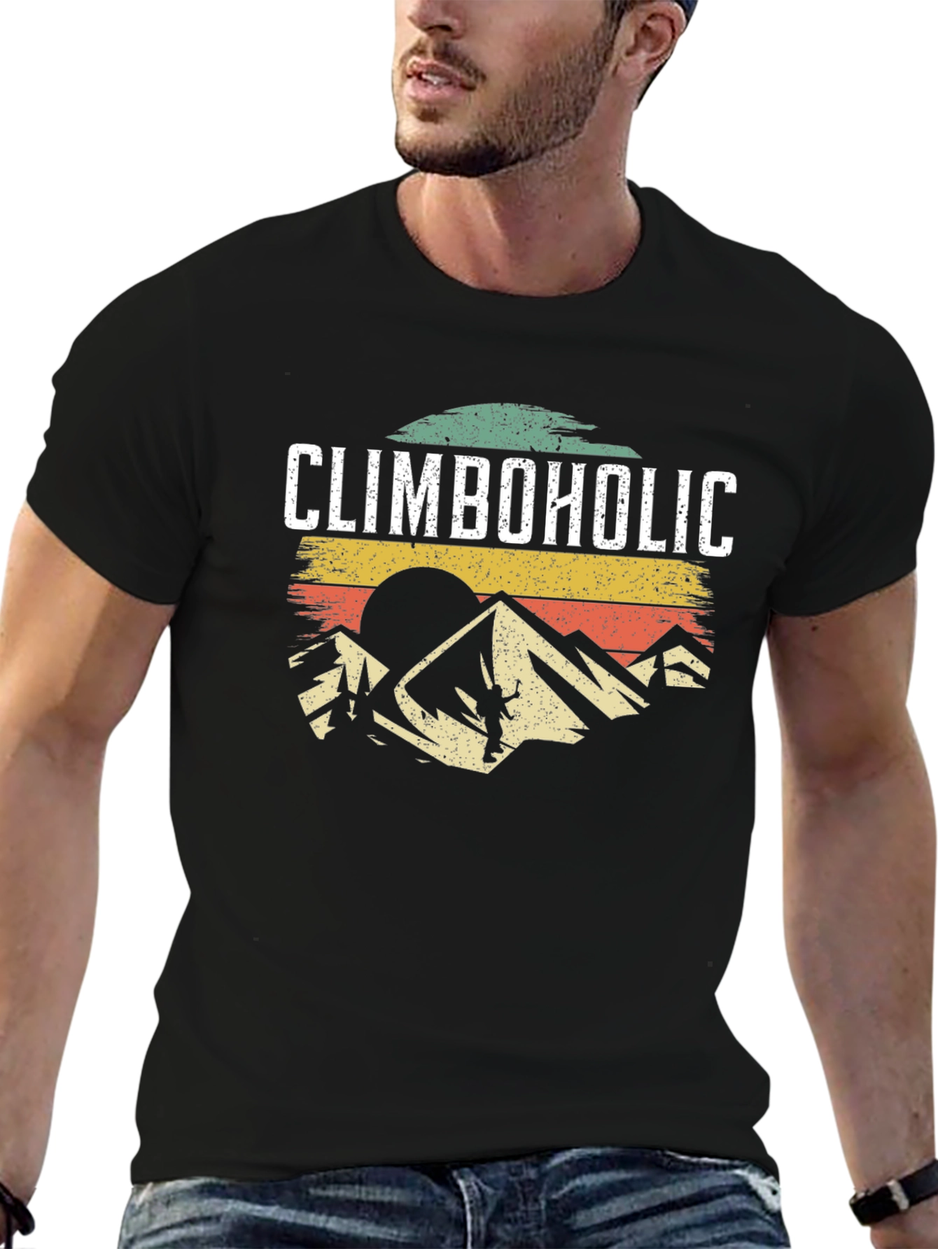 Climbaholic T-Shirt: Retro Mountain Climbing Design