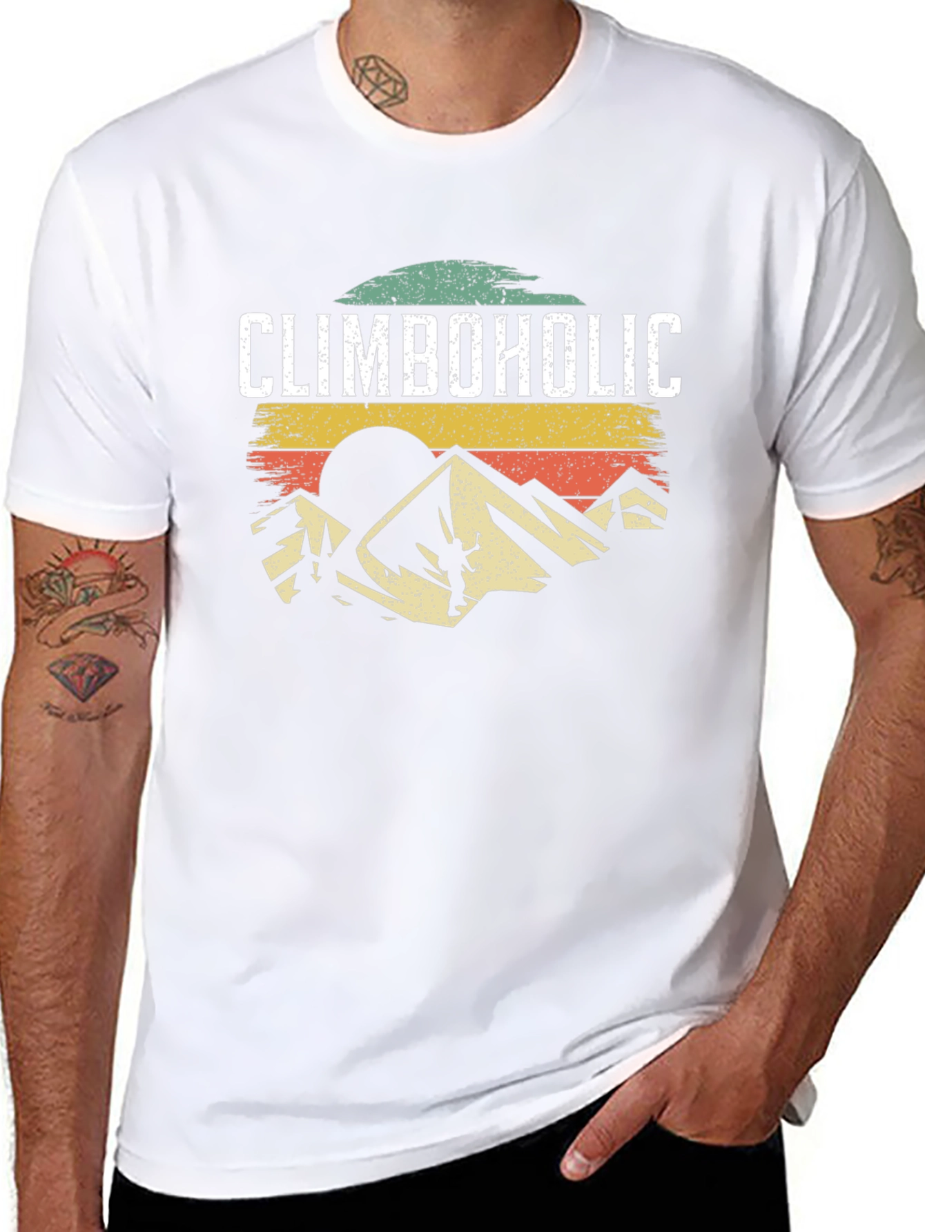 Climbaholic T-Shirt: Retro Mountain Climbing Design