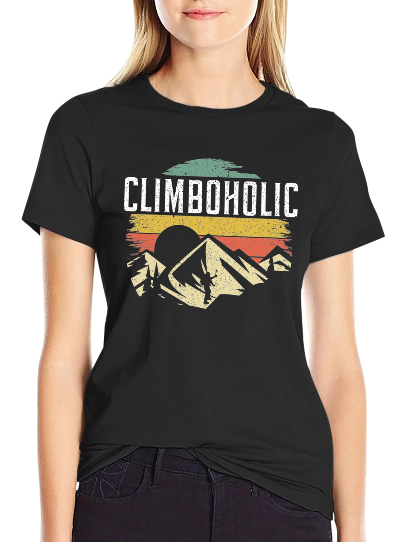 Climbaholic T-Shirt: Retro Mountain Climbing Design