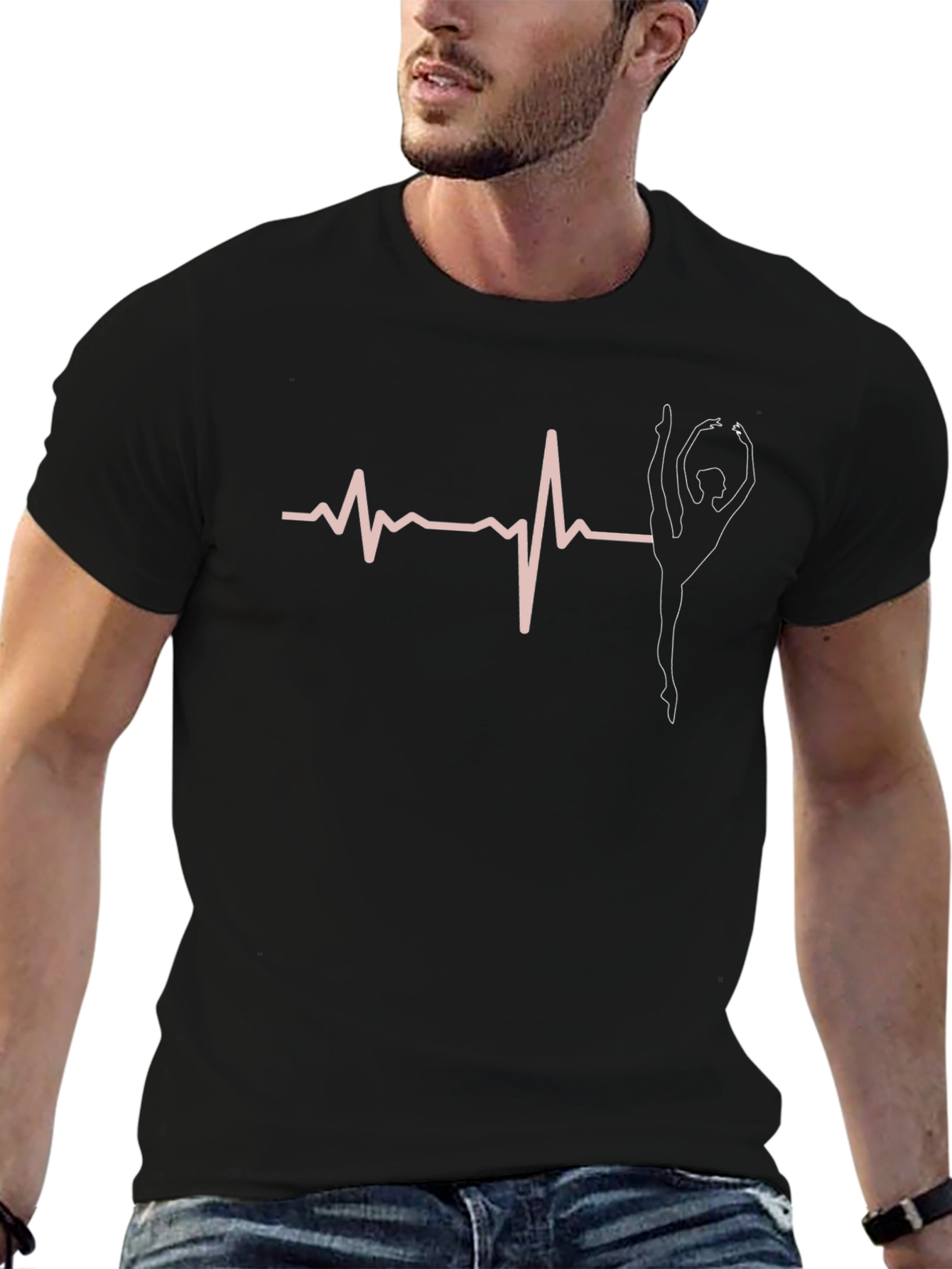 Gymnast Heartbeat T-Shirt - Black Cotton Tee