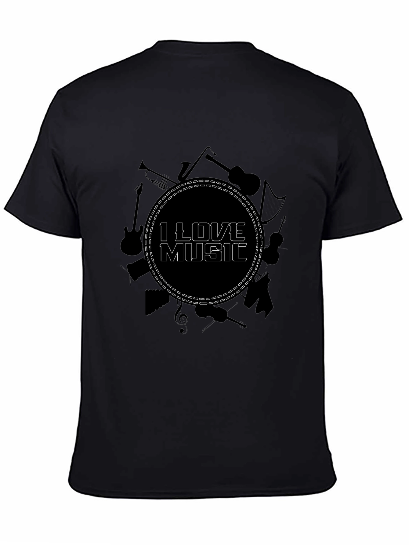 I Love Music Black Graphic Tee
