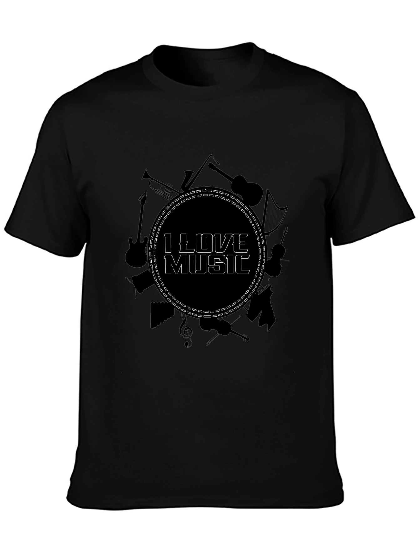 I Love Music Black Graphic Tee