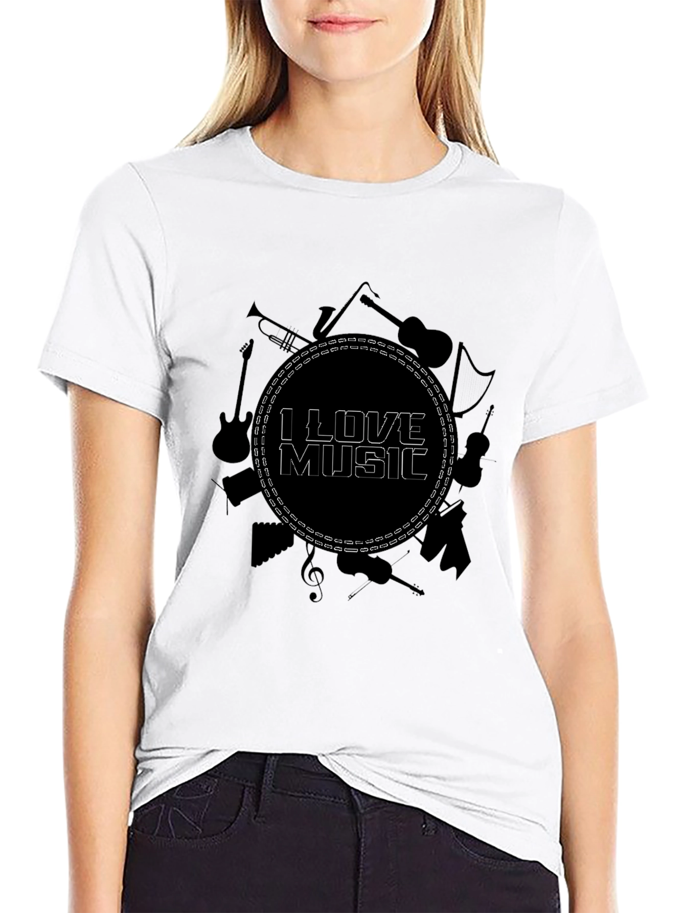 I Love Music Black Graphic Tee
